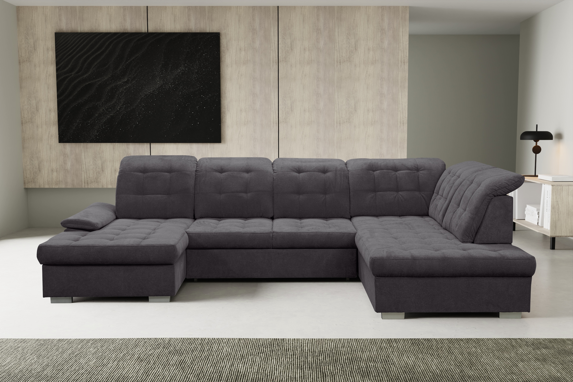 WERK2 Wohnlandschaft »Kordula-New U-Form«, Sofa in U-Form mit Schlaffunktion & Bettkasten, Schlafcouch