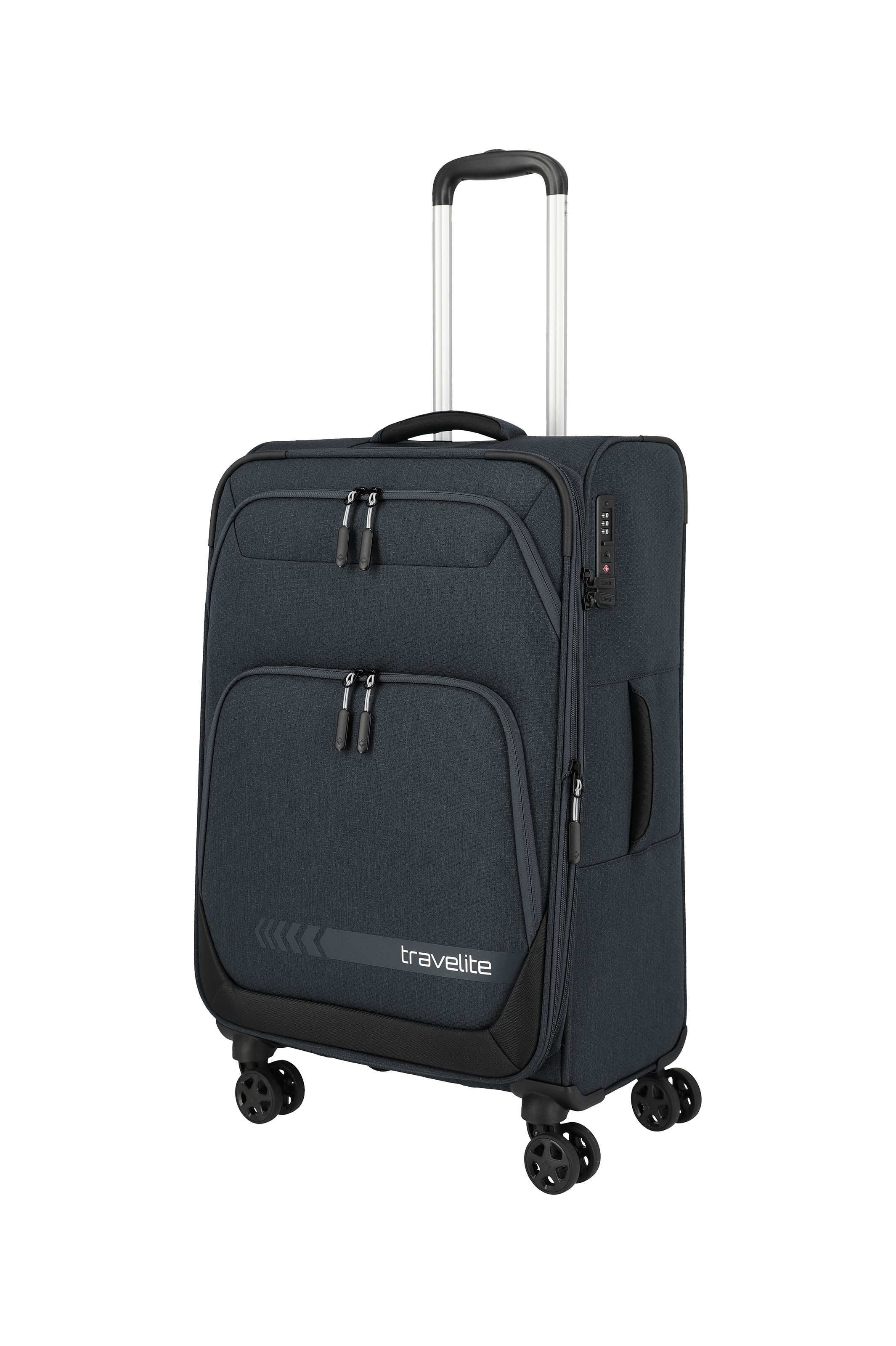 travelite Trolley »KICK OFF Reisekoffer« 69 l 4 Rollen 4 Doppelrollen, Außentaschen und Packgurte – leicht und robust