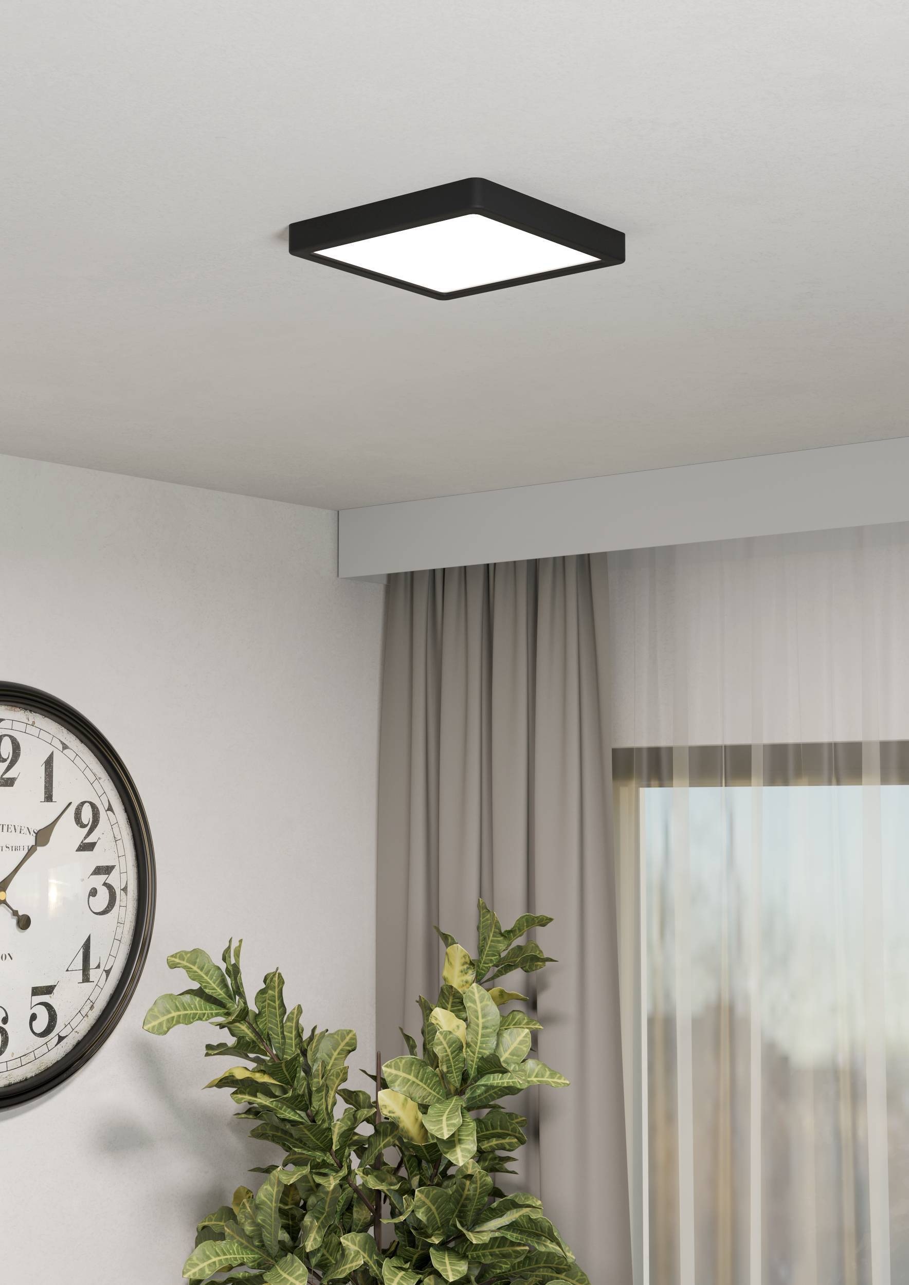 EGLO Aufbauleuchte »Fueva 6-Z Deckenlampe, ZigBee, App und Sprachsteuerung, Badlampe, IP44« LED-Modul 1 Stk. Kaltweiß | RGB Aufbauleuchte - L22 x B22 x H2,5 cm - schwarz - 10,5W inkl.