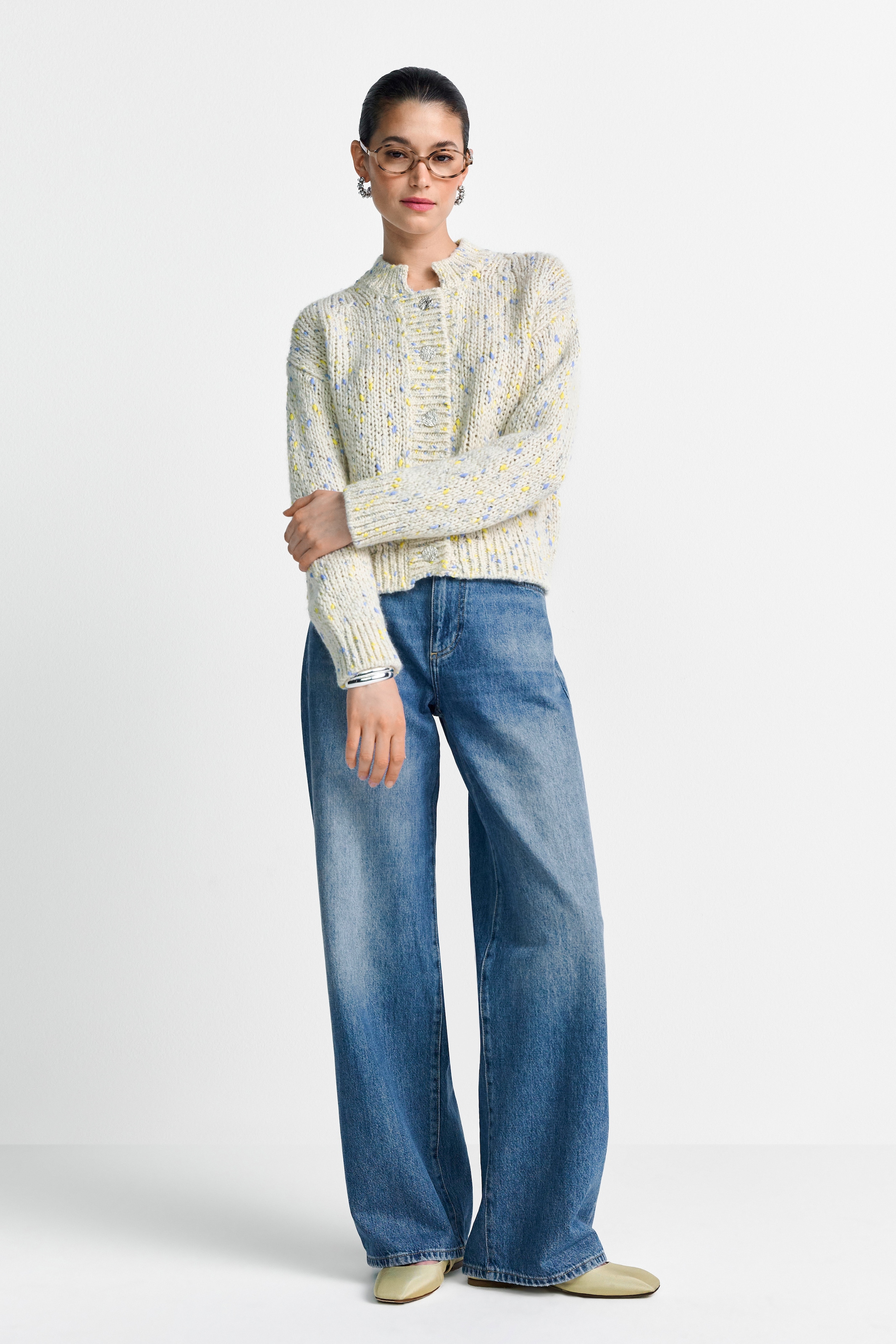 RICHROYAL Cardigan Boxy Neps Yarn