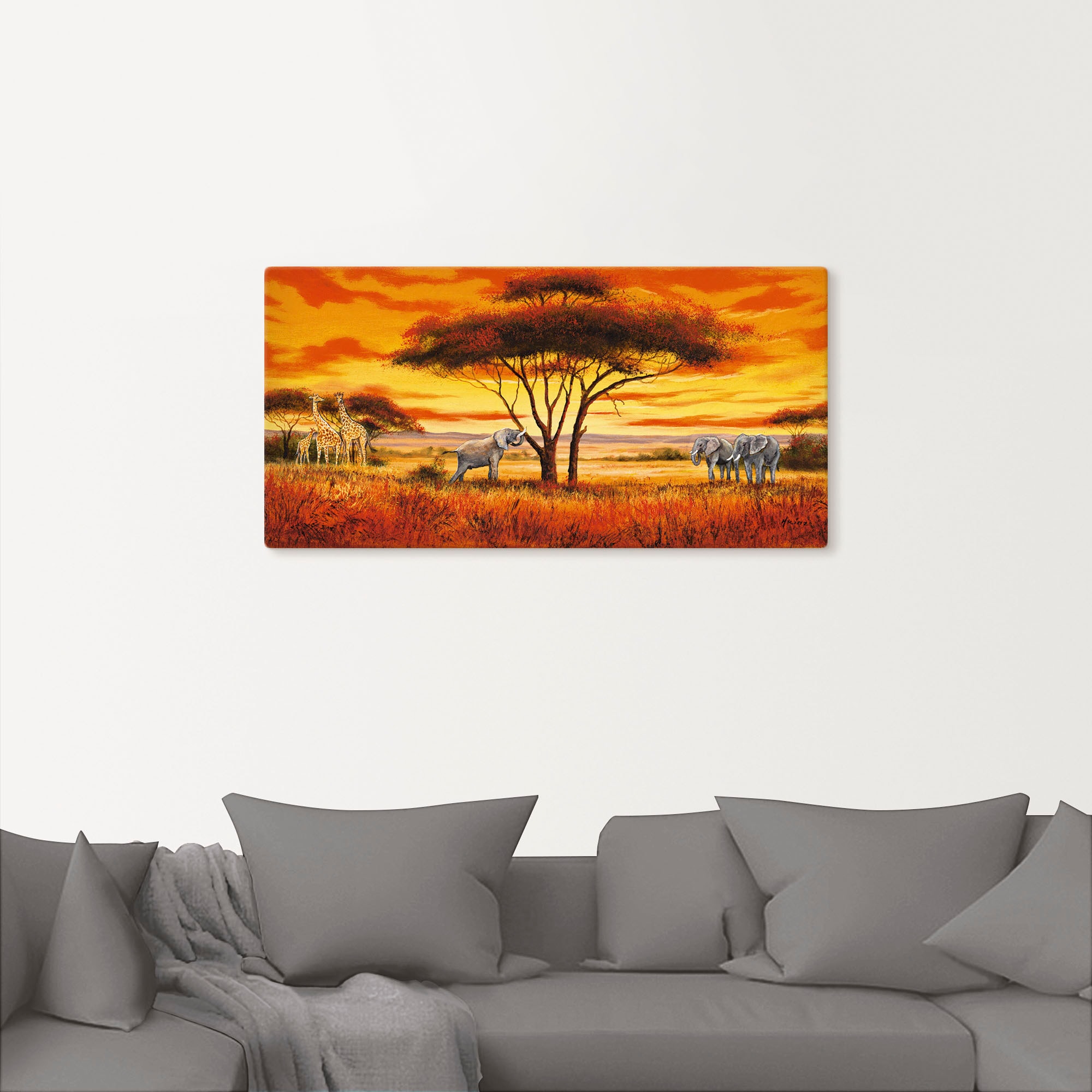 Artland Leinwandbild »Afrikanische Landschaft II« Afrika 1 Stk. tlg. auf Holzrahmen gespannt