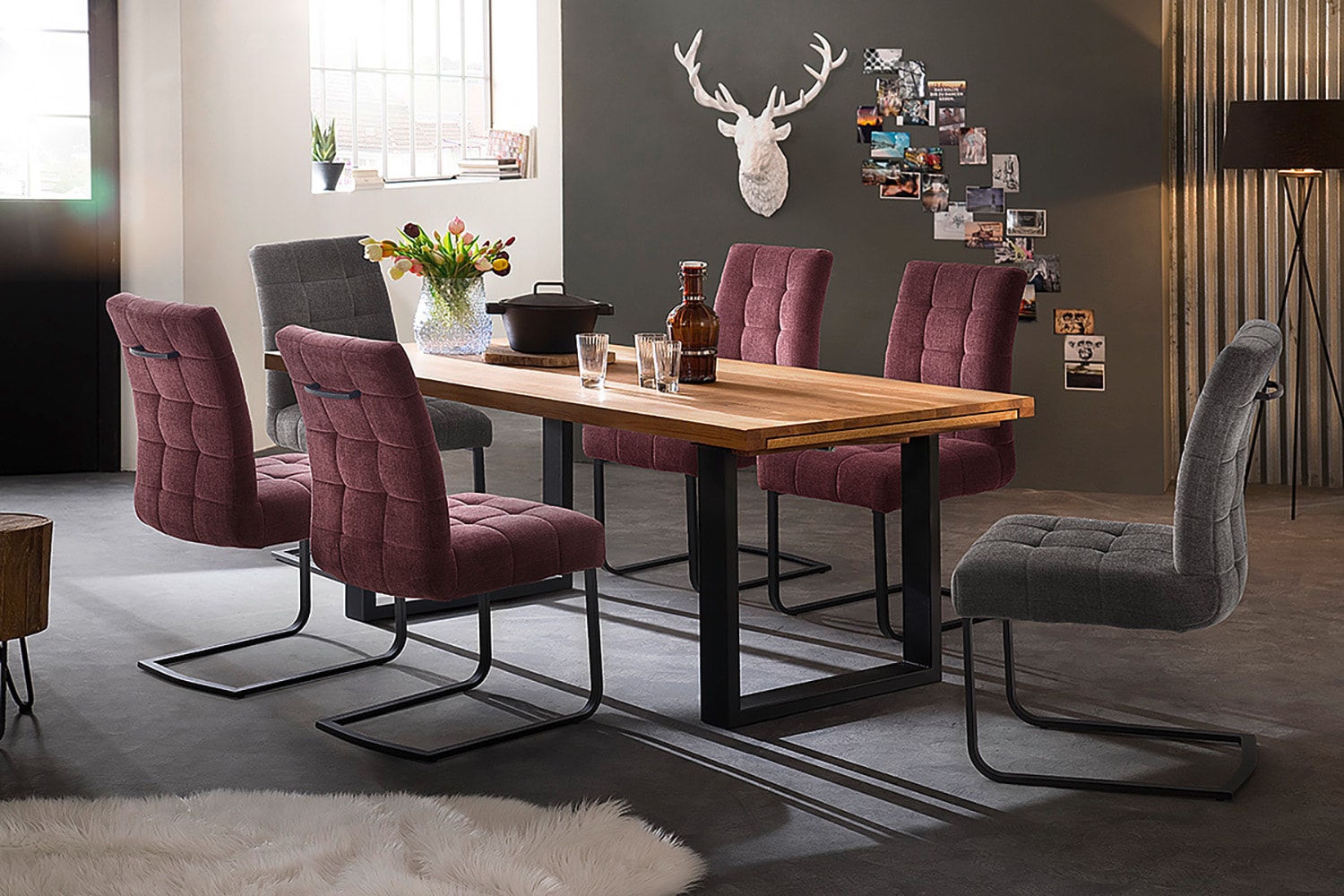 MCA furniture Kulissen-Esstisch »Dayton Esstisch Kufentisch«, Synchronauszug,ausziehbar,eiche,massiv,extra lang,XXL,belastbar 50 kg