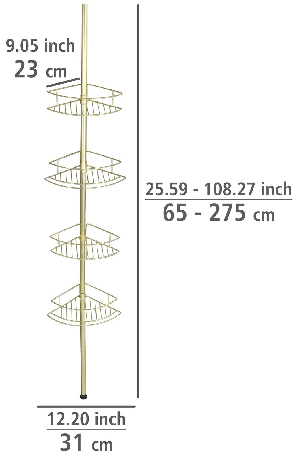 WENKO Teleskopregal »Dolcedo«, Eckregal mit 4 Ablagen, höhenverstellbar 65-275 cm