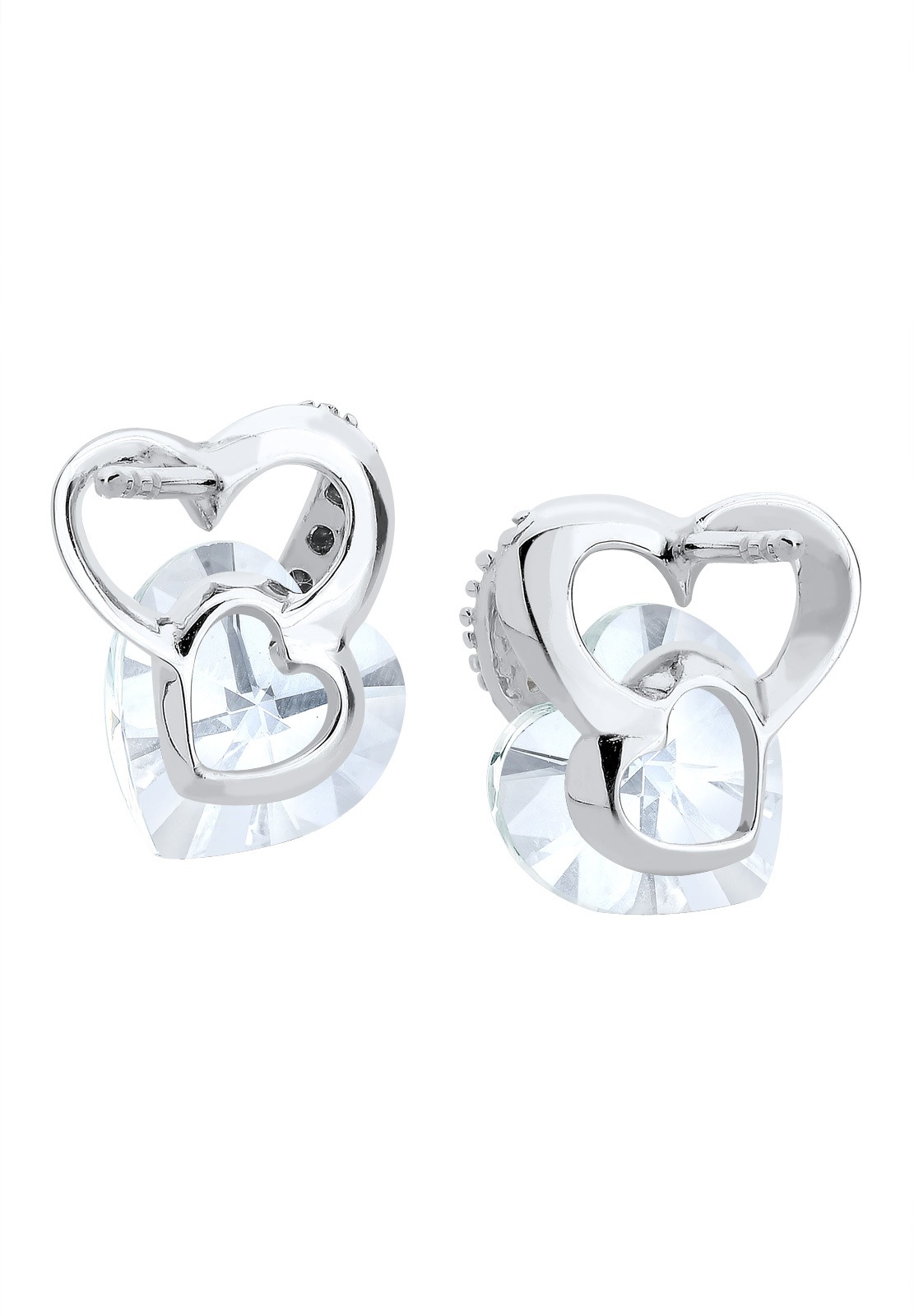 Elli Paar Ohrstecker »Ohrringe Herz Liebe Kristalle 925 Silber«