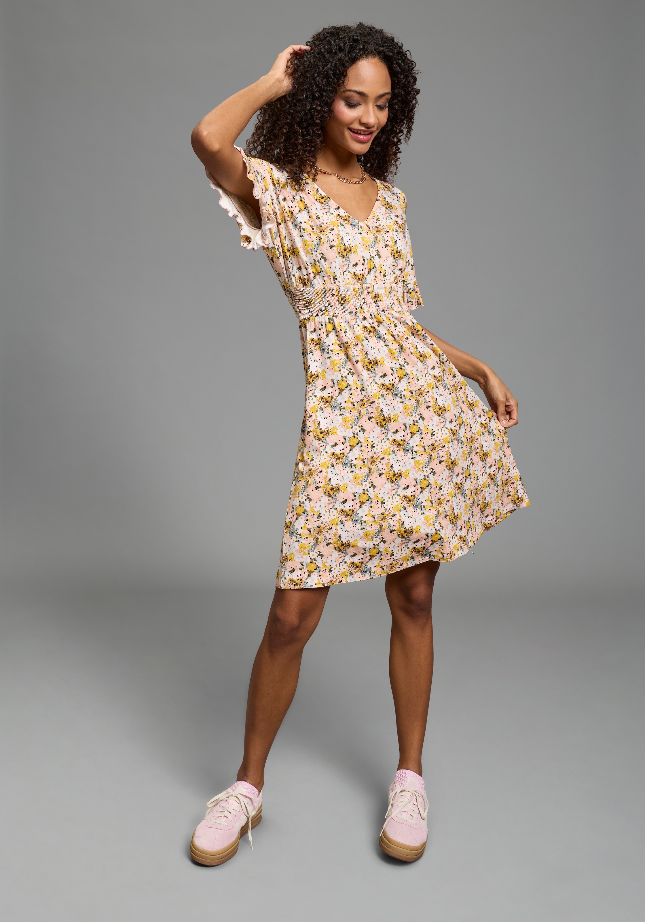 Laura Scott Sommerkleid mit Blümchen-Print und verspielten Ärmeln