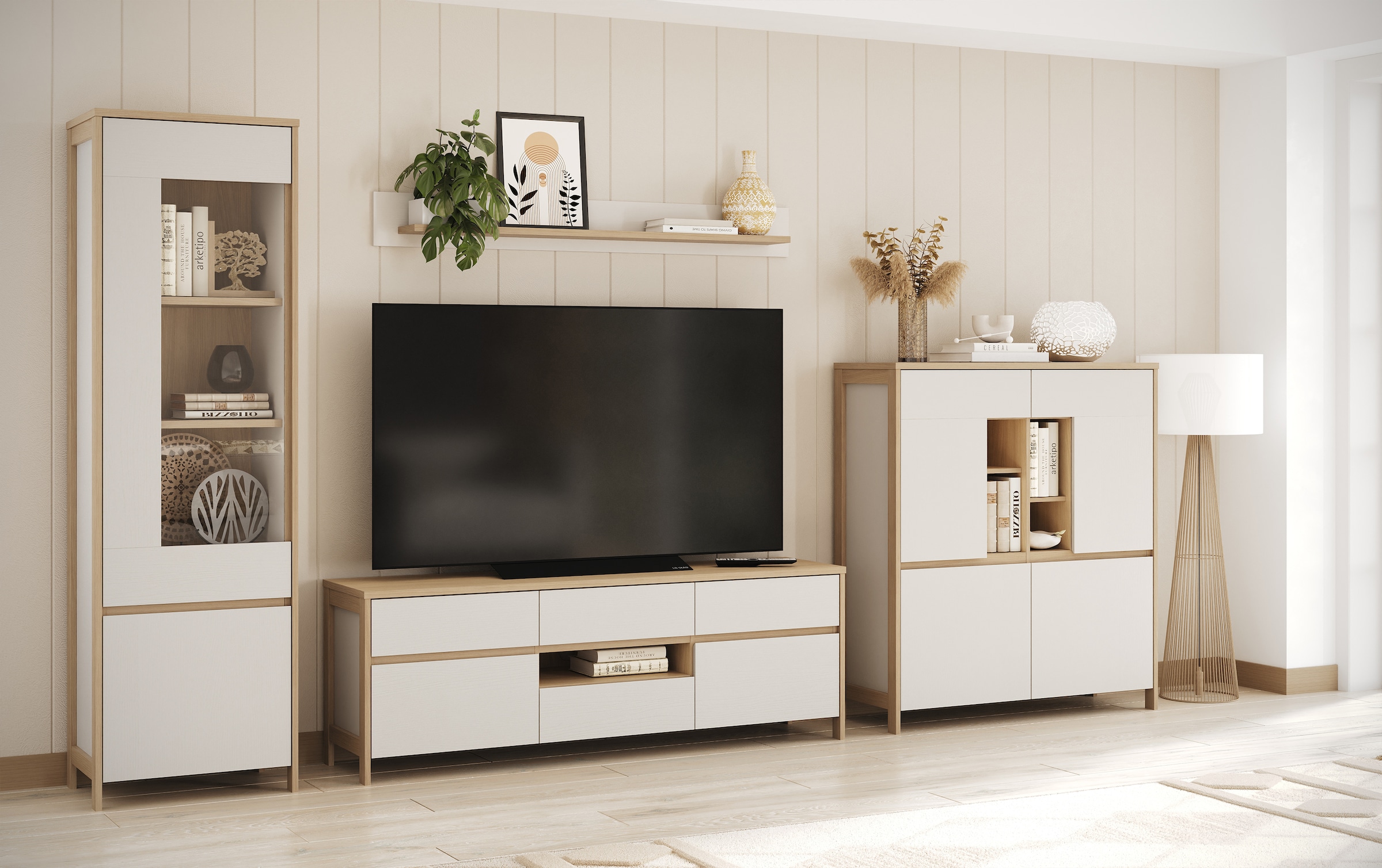 Home affaire TV-Schrank »Stranda, moderner TV-Unterschrank, Kommode im Scandi-Style, Lowboard«, Rahmenoptik, ausreichend Stauraum, vielseitig einsetzbar, 164 cm breit