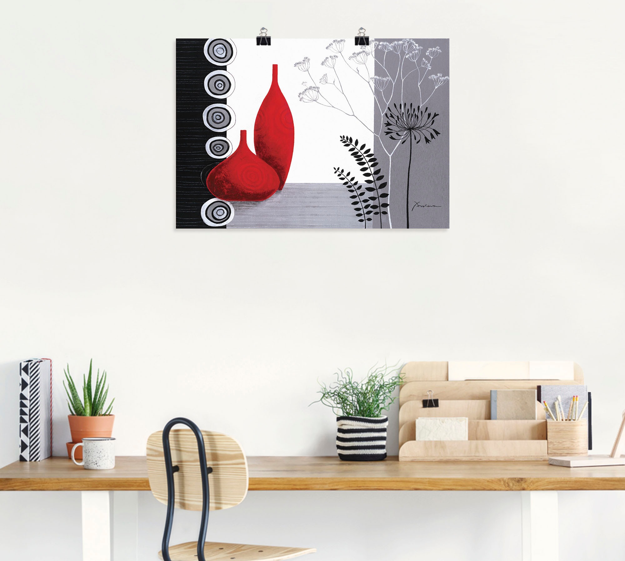 Artland Wandbild »Rote Vasen«, Vasen & Töpfe, (1 St.), als Leinwandbild, Poster in verschied. Größen
