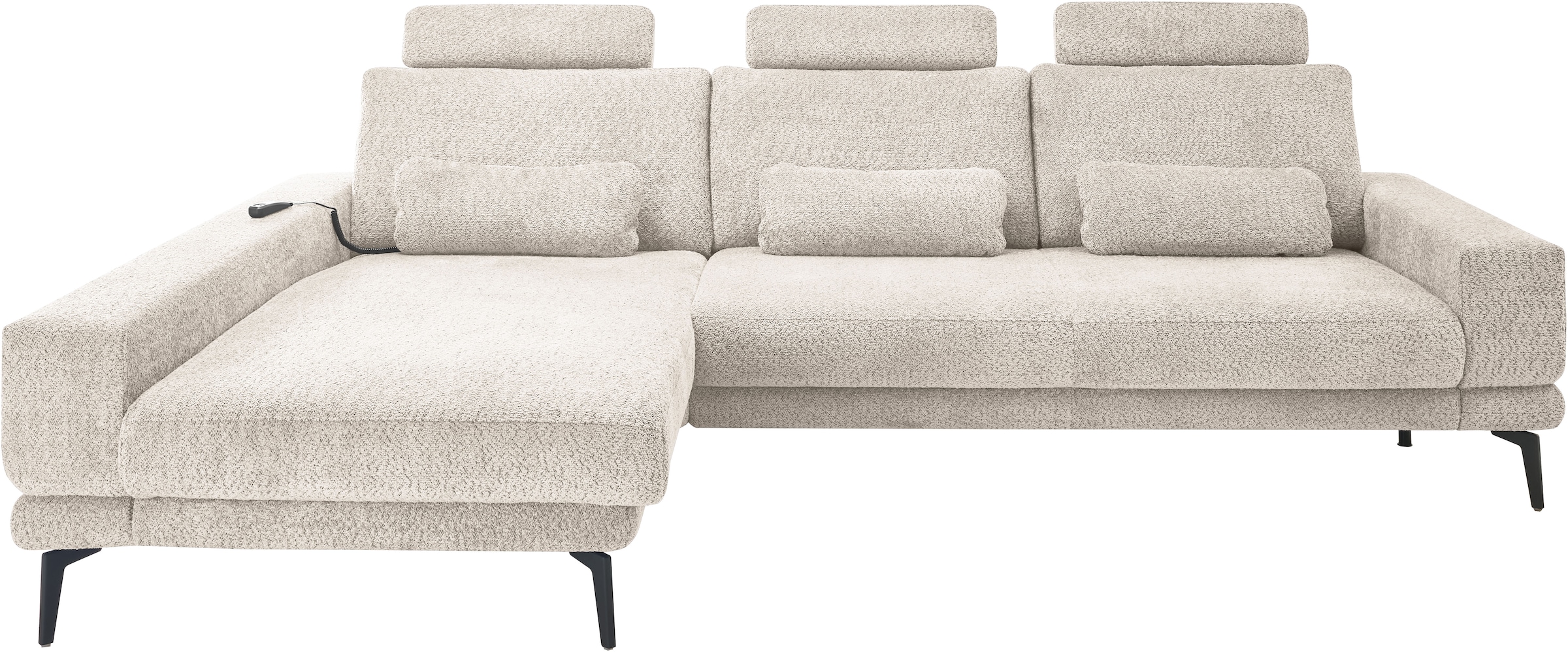 set one by Musterring Ecksofa »SO 3600, inkl motor. Sitztiefenverstellung, Kopfstützen, Nierenkissen« Sitzhöhe 42 cm, Kaltschaum, Breite 293 x Tiefe 180 cm, Kama sand