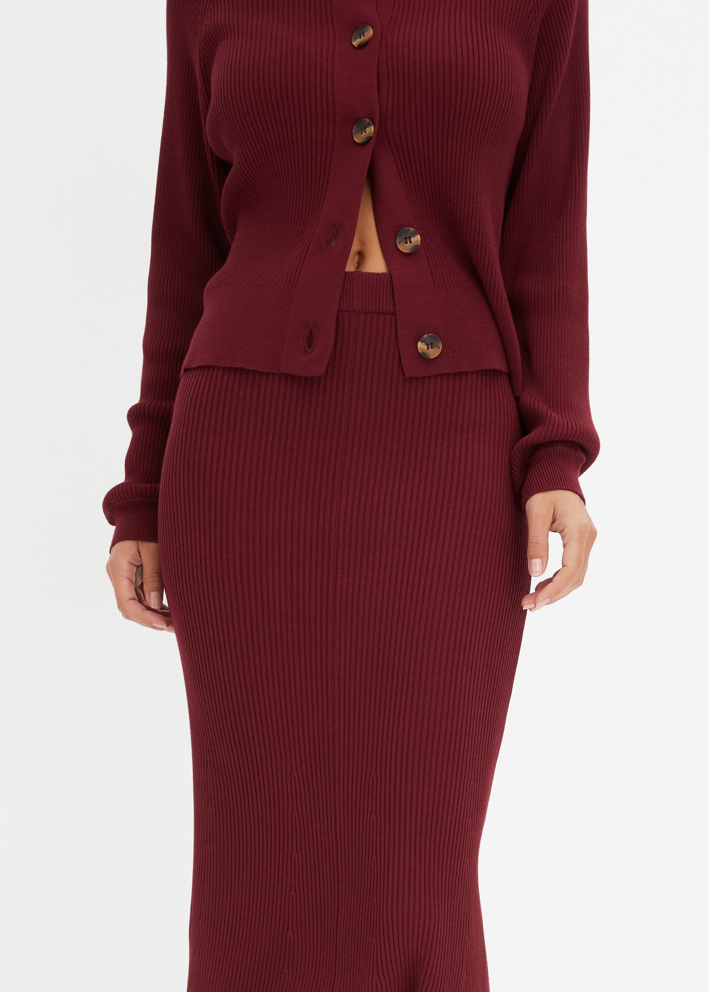 bonprix Strickrock aus Viskosemischung, körpernahe Passform, unifarben, mit Gummizug