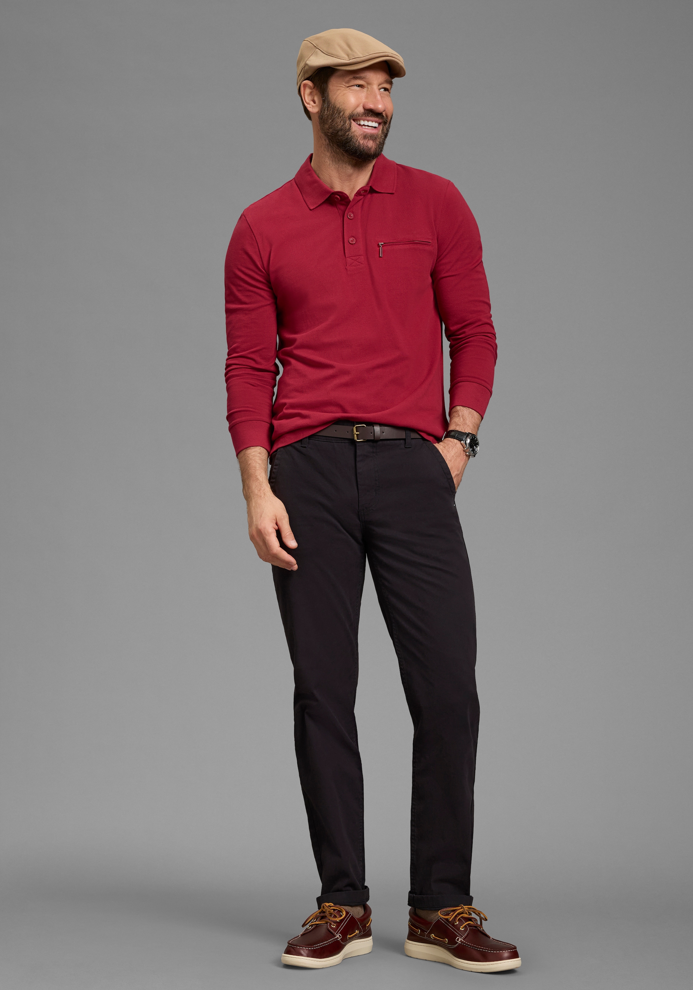 Man's World Langarm-Poloshirt »Neue Kollektion!« schmale Passform, Langarm, mit Reißverschlusstasche