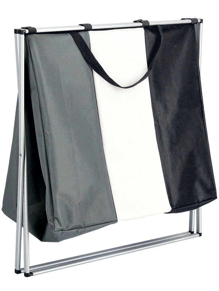 Zeller Present Wäschesortierer, 3 Fächer, Polyester/Aluminium