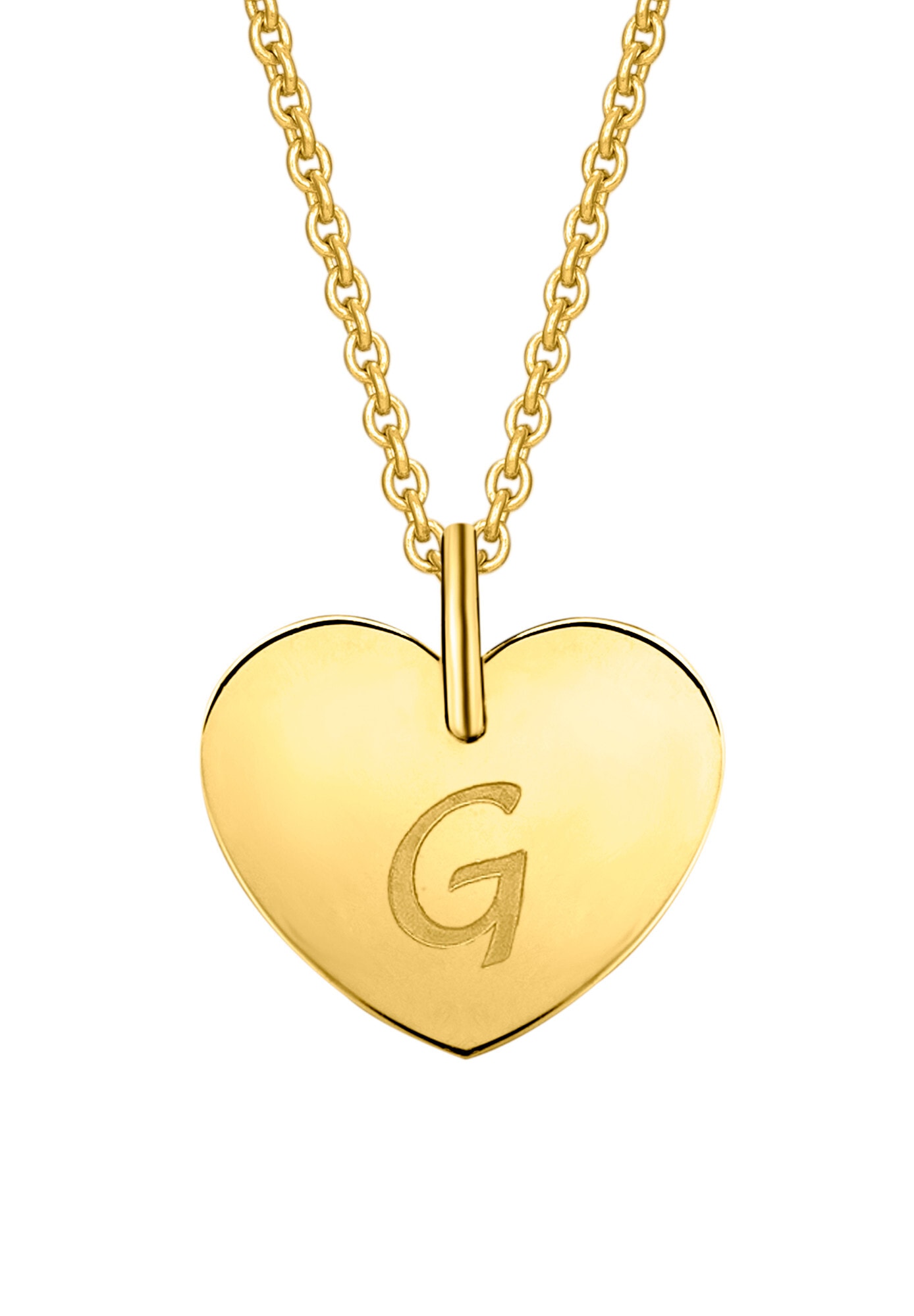 ONE ELEMENT Kettenanhänger »Herz mit Gravur G Buchstaben Anhänger aus 333 Gelbgold«