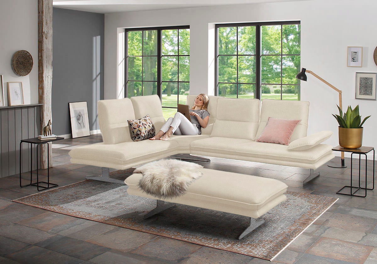 W.SCHILLIG Ecksofa »broadway, Designsofa, mit tollem Sitzkomfort, L-Form«, Sitztiefenverstellung, Kopfteil- & Seitenteilverstellung, Breite 284cm