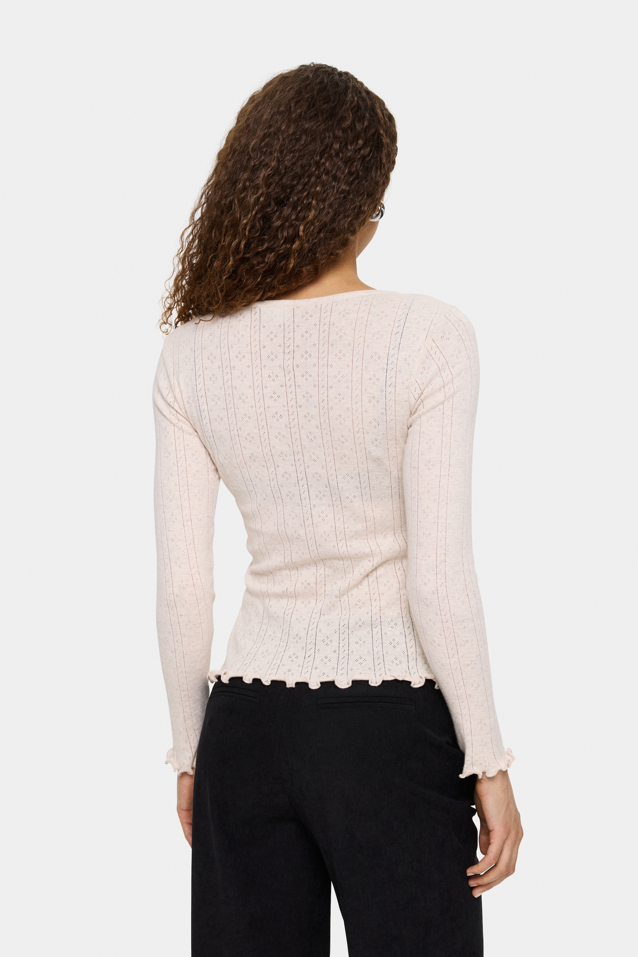 Saint Tropez Langarmshirt »GruSZ Blouse«, gewellter Saum