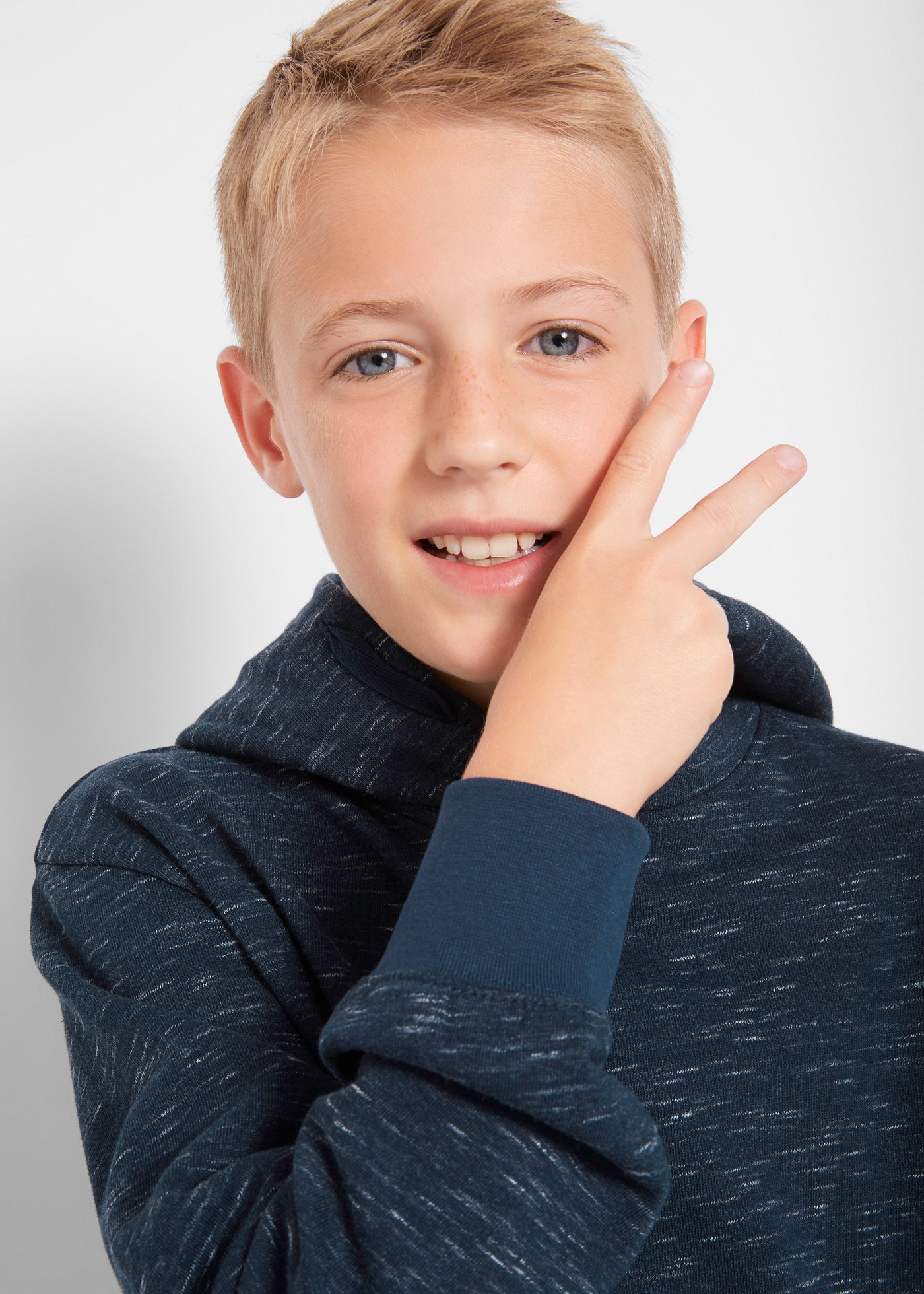 bonprix Hoodie , lockere Passform, mit Kapuzenfutter, Melange-Optik
