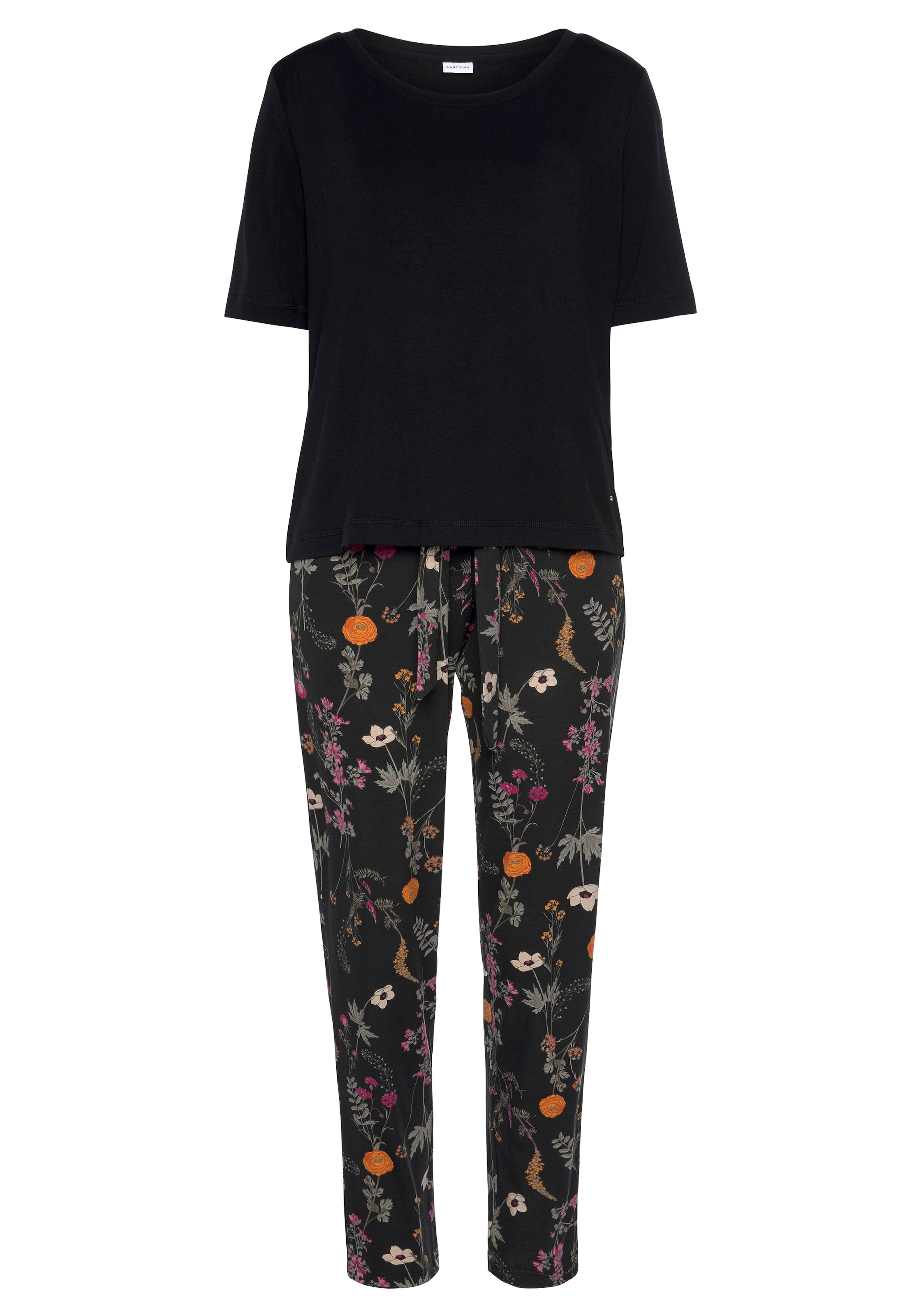 LASCANA Pyjama, (2 tlg., mit Muster bei 1 kaufen Wildblumen OTTO Stück)