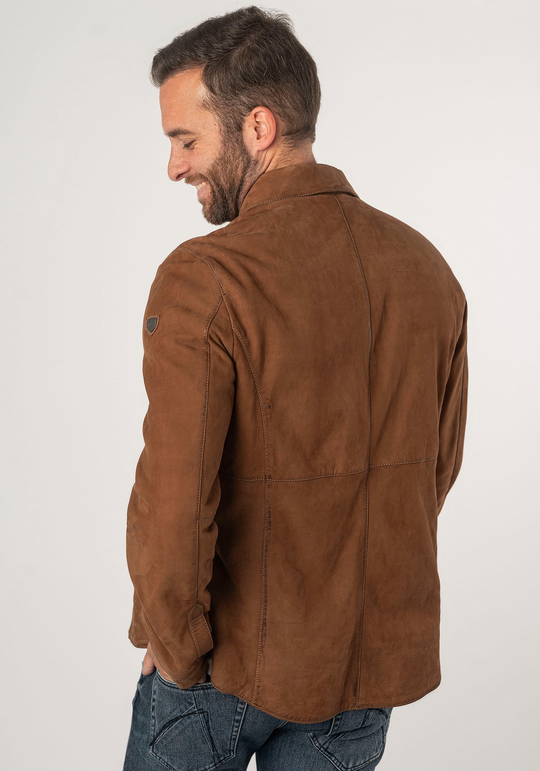 Mauritius Lederjacke »MMJemmo«, mit Hemdblusenkragen, Knopfleiste
