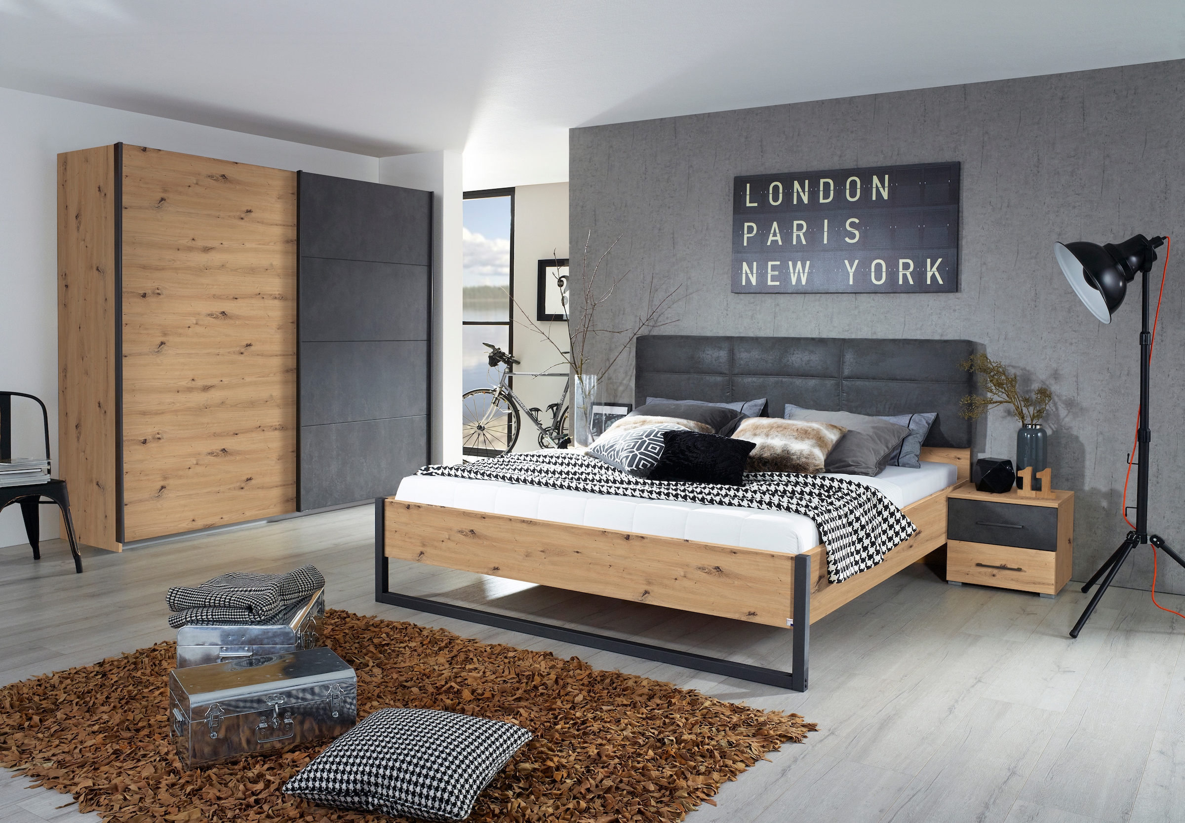 Bett »Tampa«, im modernen Industrial Style, Bettenkufe aus Metall