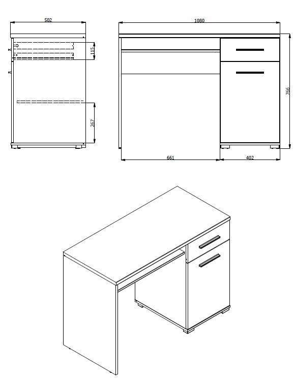 INOSIGN Schreibtisch »Tales«, platzsparend mit Stauraum, ideal für das Home Office