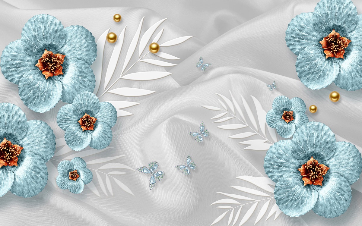 Papermoon Fototapete »Muster mit Blumen«, Vliestapete, hochwertiger Digitaldruck, inklusive Kleister