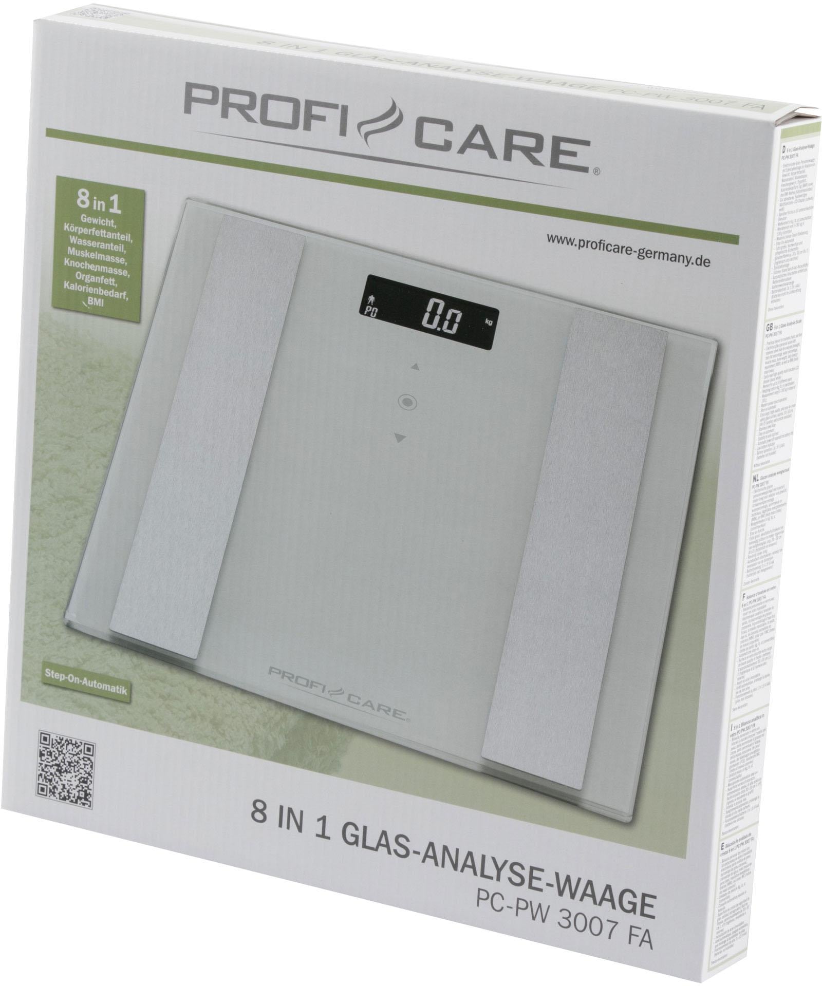 ProfiCare Körper-Analyse-Waage »PC-PW 3007 FA«, 8 in 1 Glas-Analyse-Waage in 2 Farben