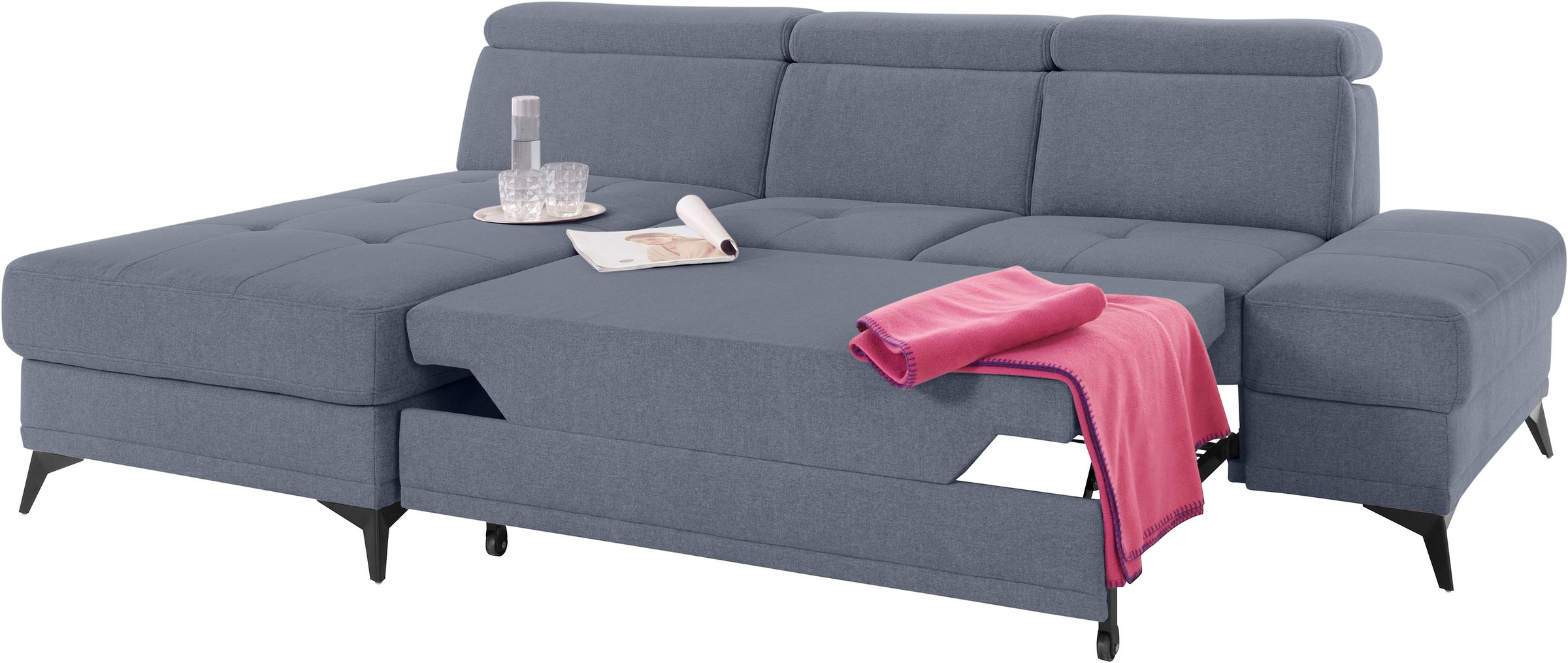 INOSIGN Ecksofa »Cardiz L-Form«, inkl.Kopfteilverstellung und Federkern wahlweise mit Bettfunktion