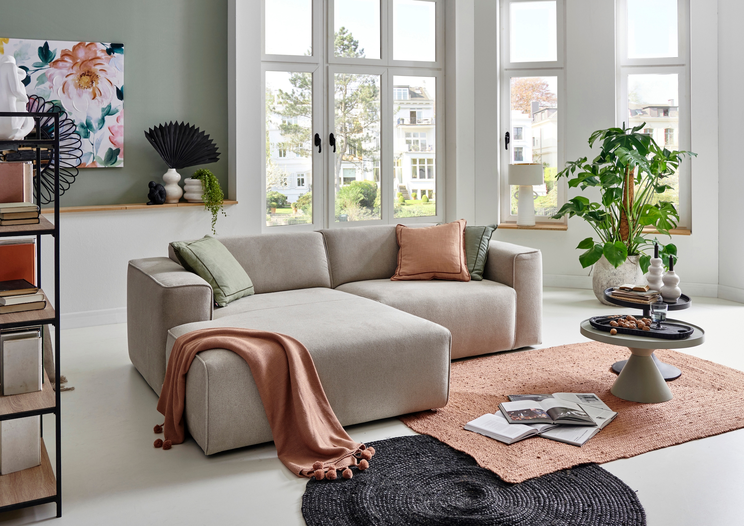 andas Ecksofa »Noord mit Kedernaht, Breite 234 cm«, mit Kedernaht, Breite 234 cm, Cord, Struktur, Webstoff