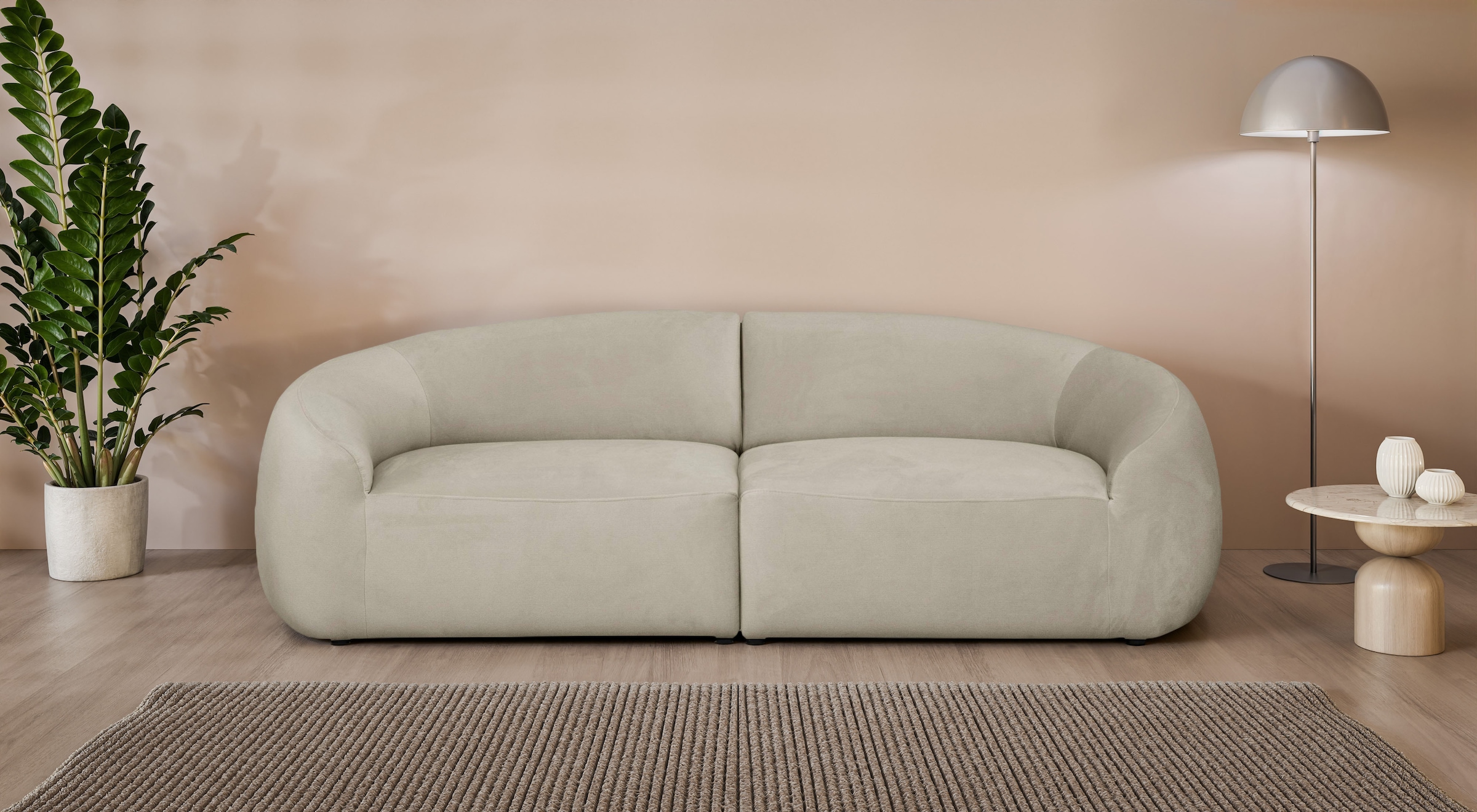 LeGer Home by Lena Gercke Big-Sofa »YANI, Designersofa, organische Form, Maße B/T/H: 240/64/81 cm«, mit Wellenunterfederung, auch in Bouclé, passend zur Serie