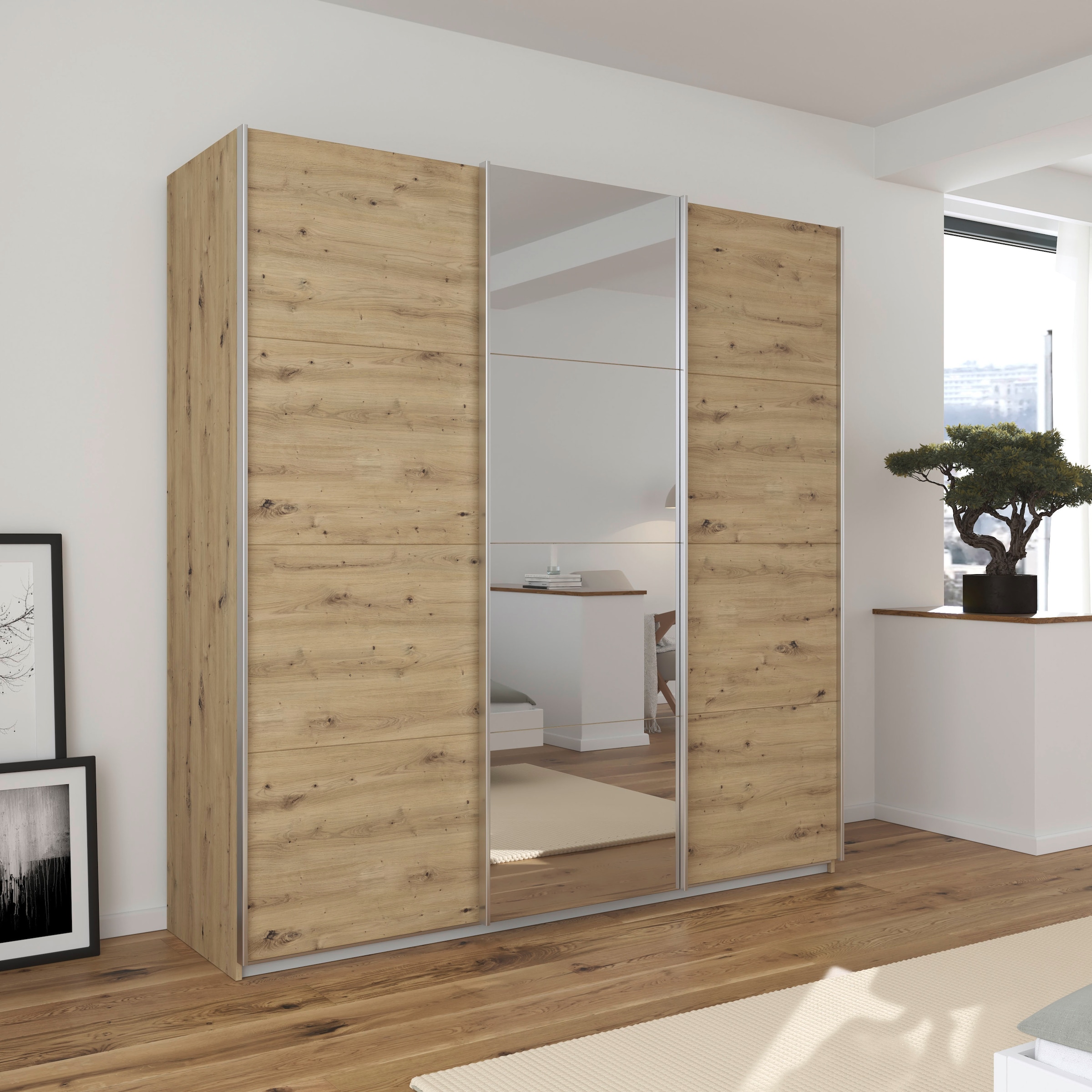 rauch Schwebetürenschrank »Kleiderschrank Schrank Garderobe Wäscheschrank TOMA« inkl. Regaleinsatz sowie zusätzlichen Einlegeböden MADE IN GERMANY