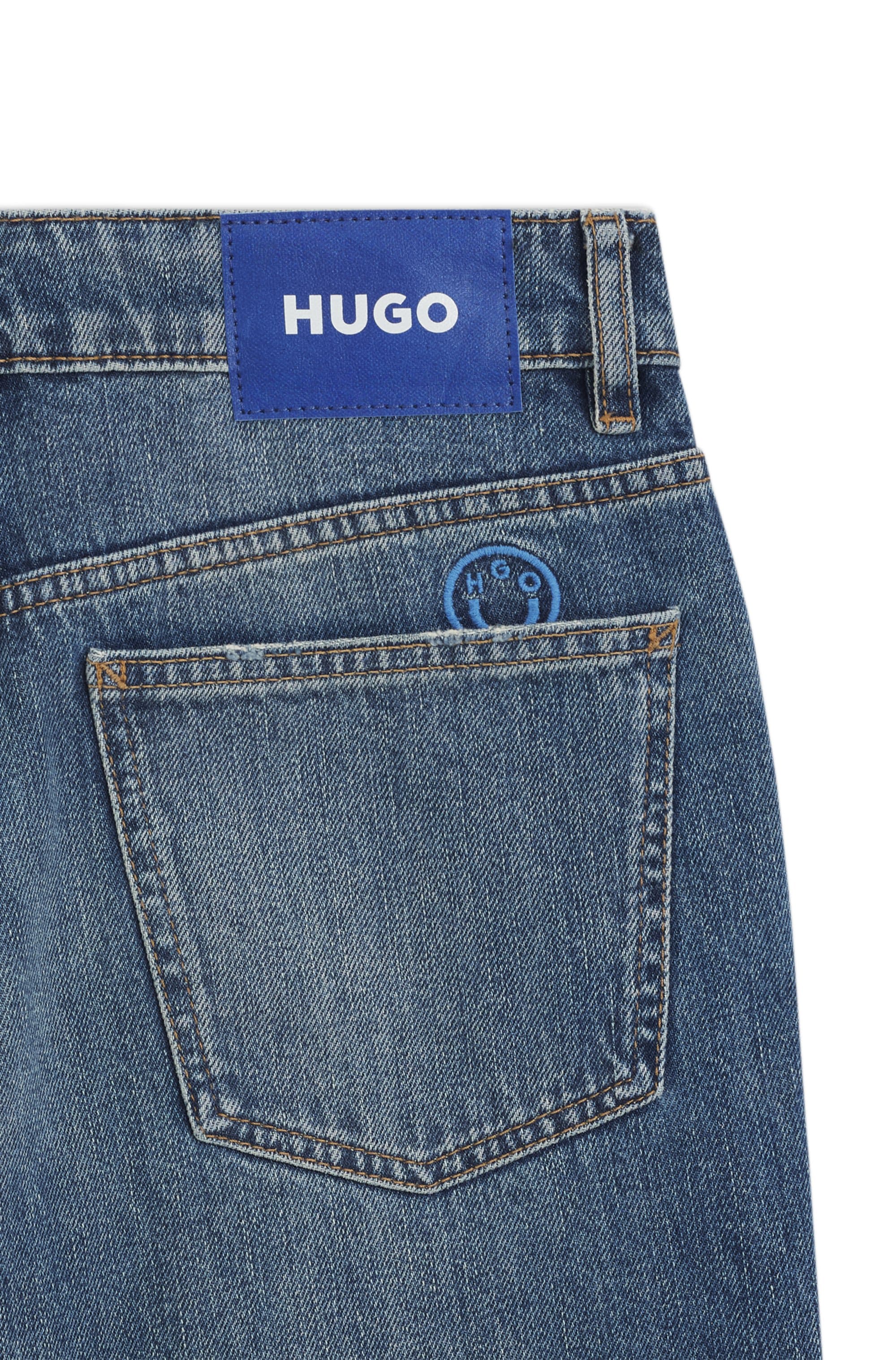 HUGO Blue Loose-fit-Jeans »Gamala« mit ausgefranstem Saum, Baggy-Fit