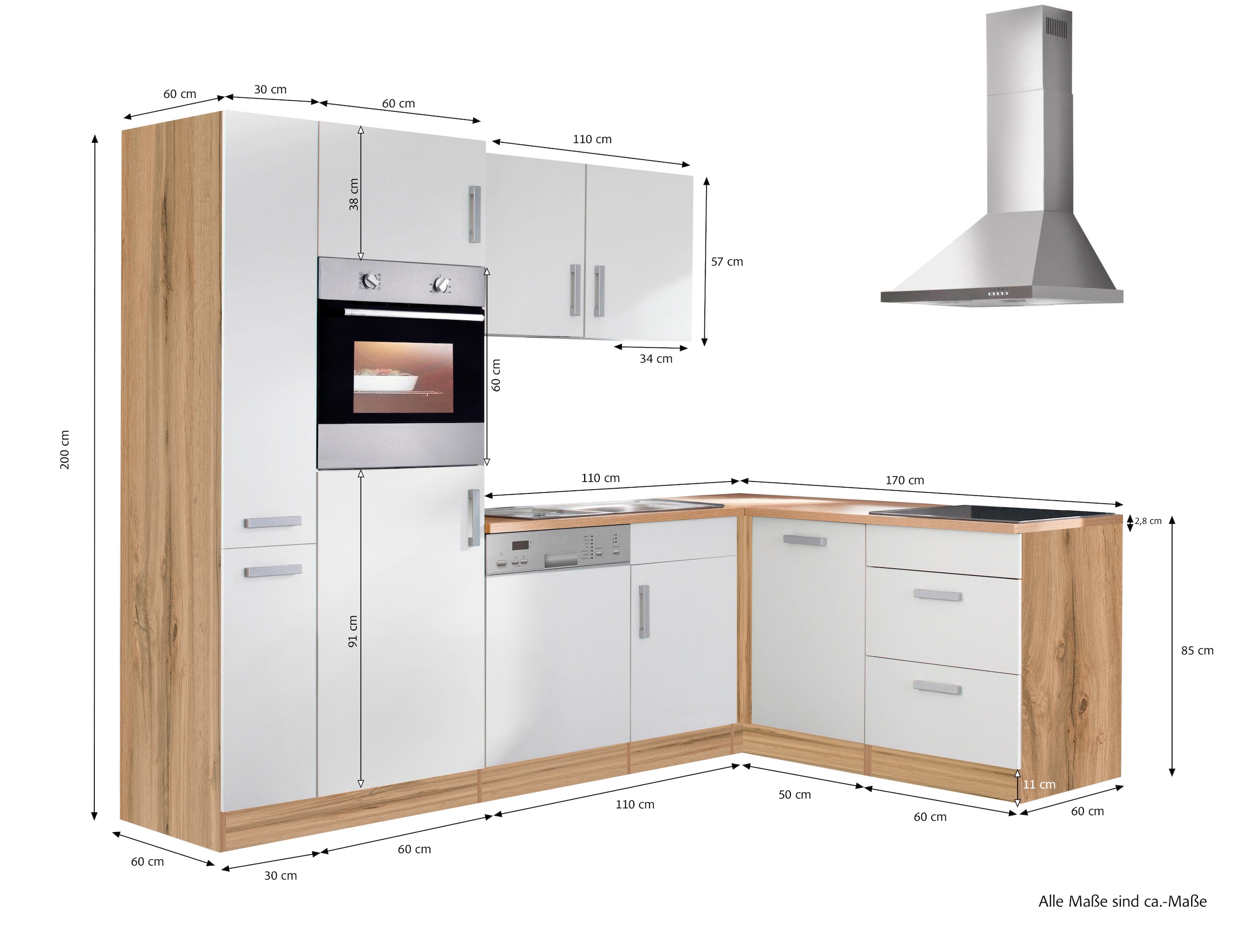 KOCHSTATION Winkelküche »KS-Toronto« Stellbreite 260x170 cm, mit E-Geräten