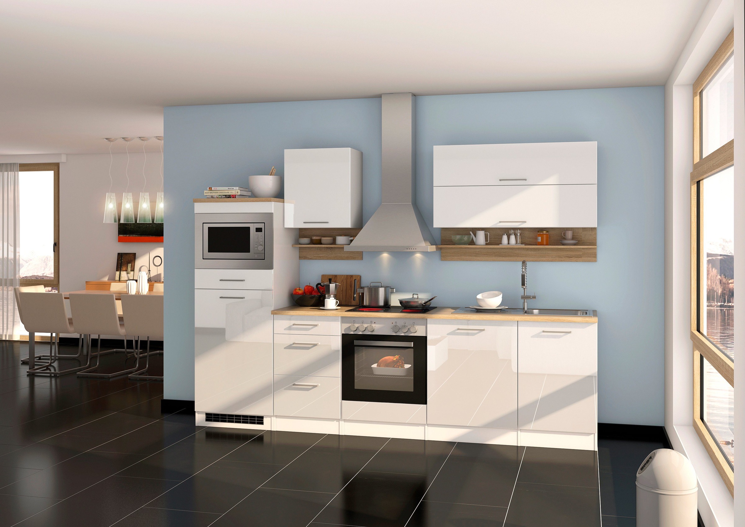 KOCHSTATION Küchenzeile »KS-Mailand« mit E-Geräten, ohne Mikrowelle, Breite 280 cm