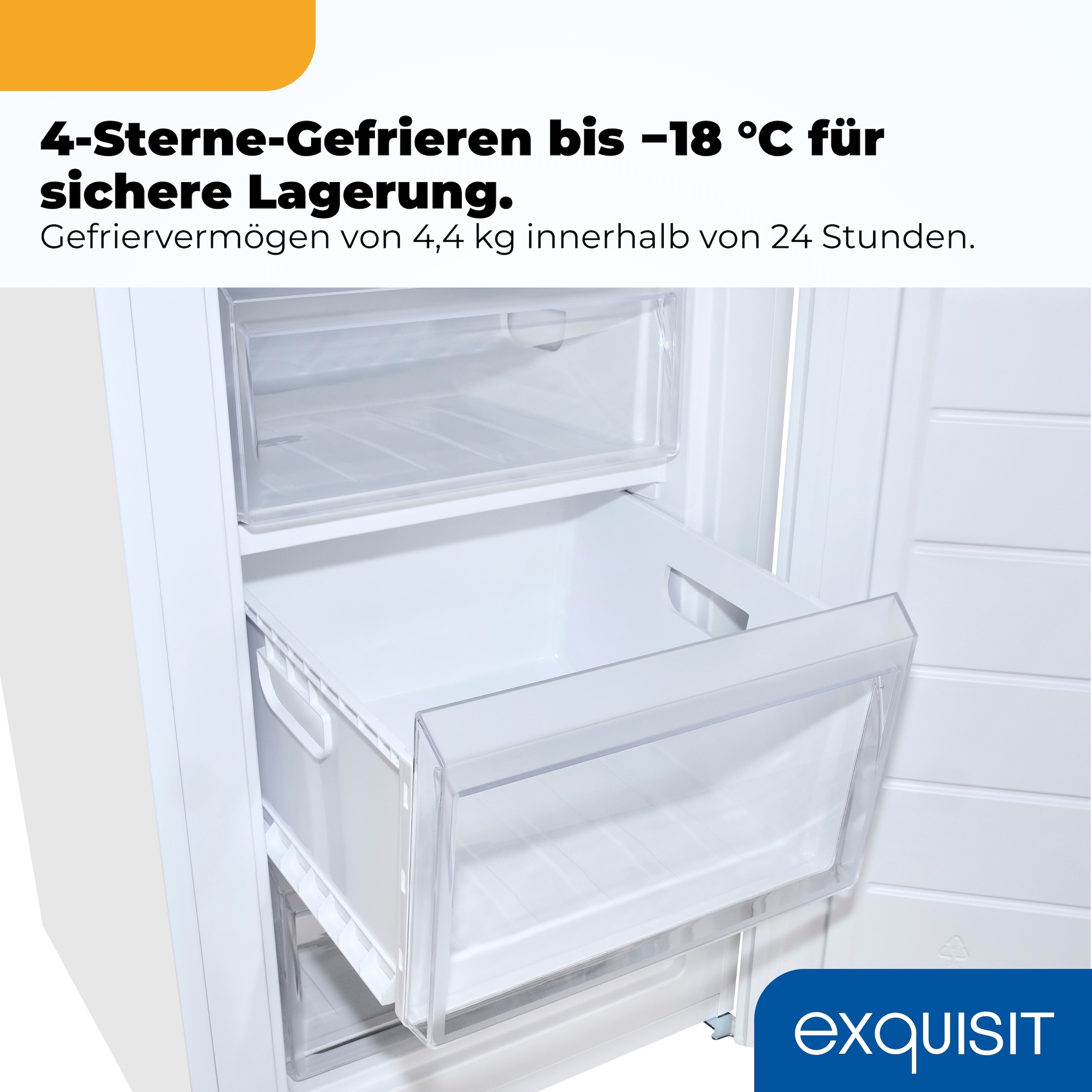exquisit Gefrierschrank »GS81-040B weiss« 85 cm hoch 54,5 cm breit Viel Platz, starke Gefrierleistung