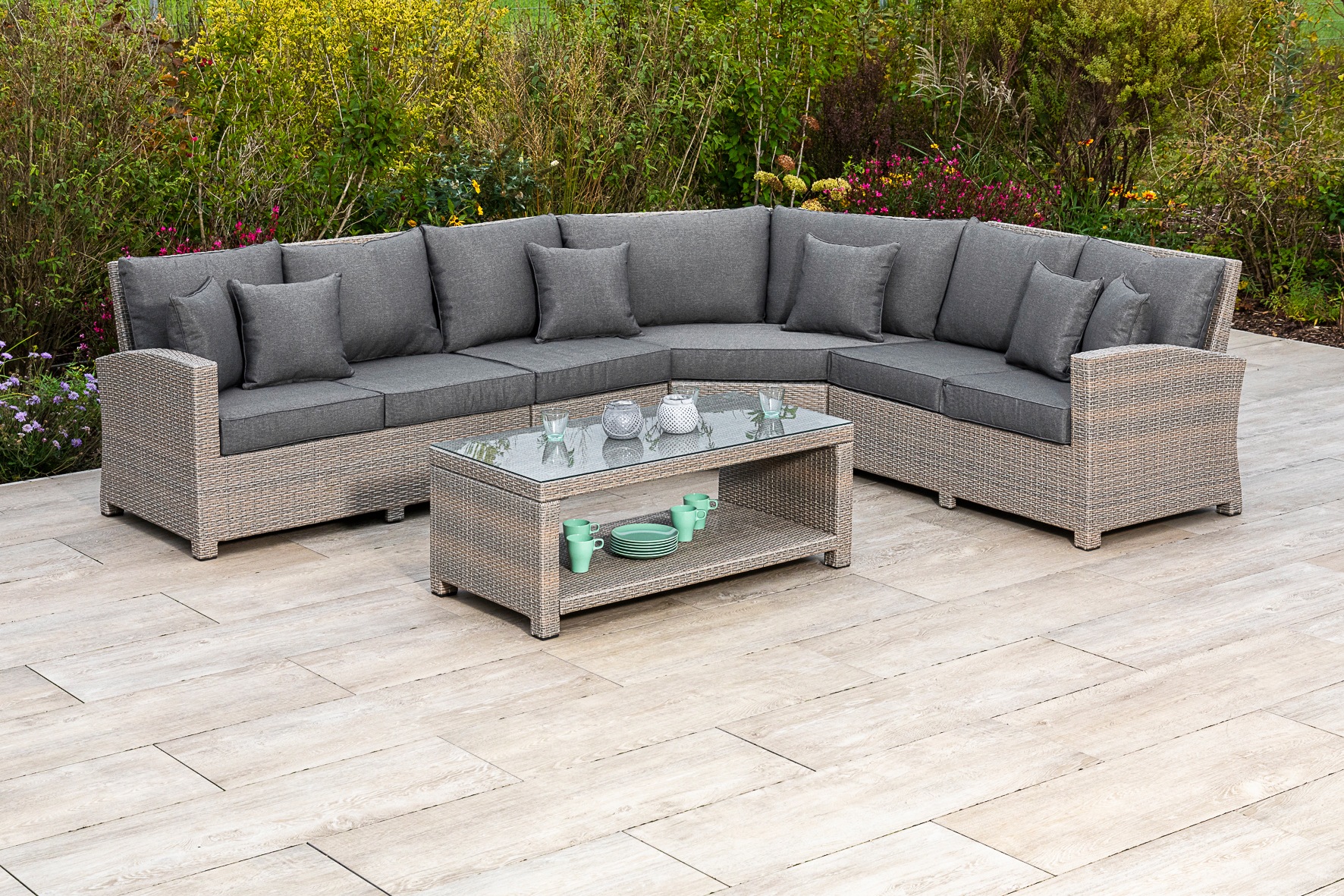 MERXX Gartenmöbelset »Arona«, (2 St.), 1 Rundecke mit Tisch und Kissen