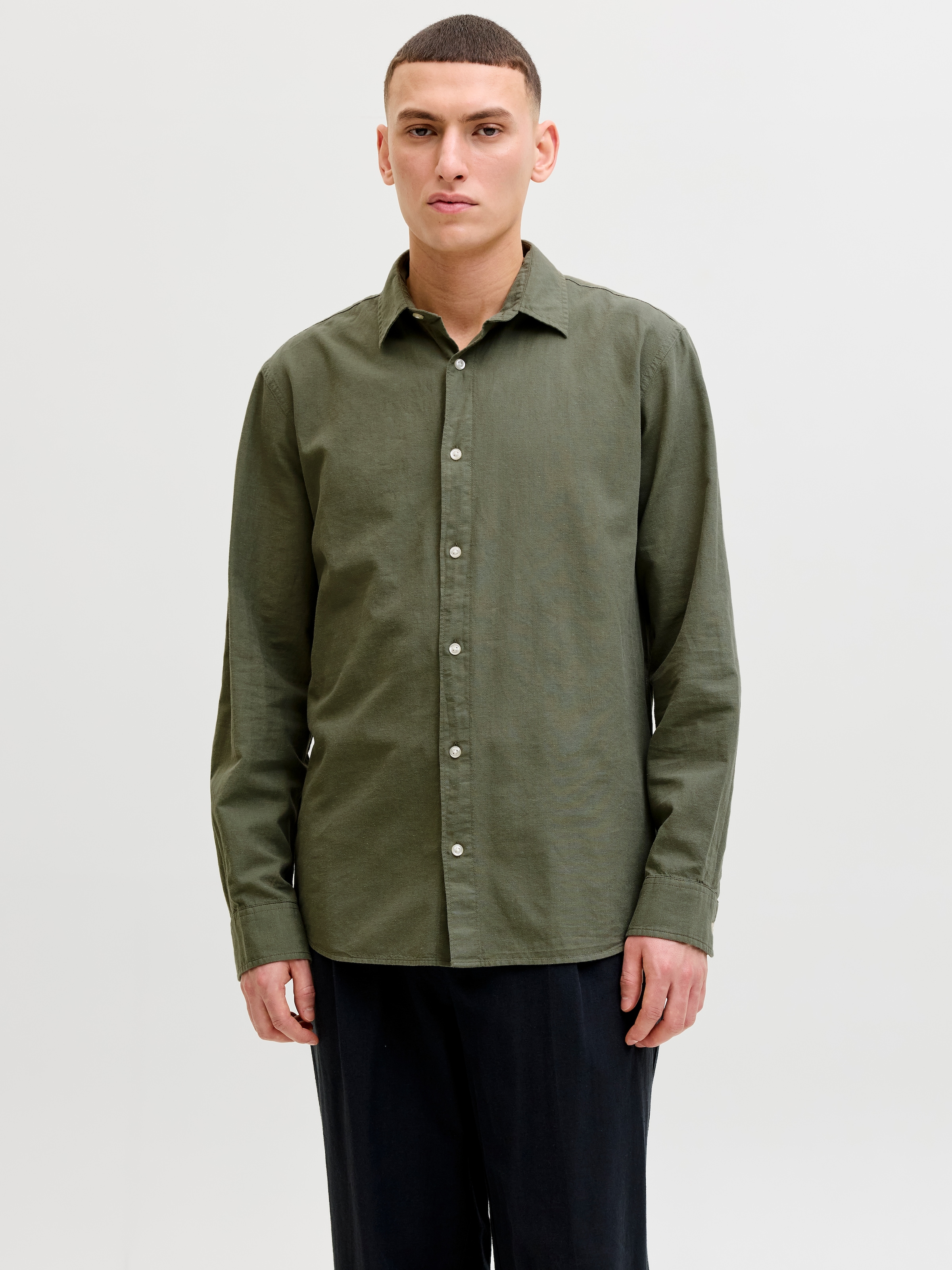 Jack & Jones Langarmhemd »JJEBREEZE LINEN BLEND SHIRT L/S SN« mit Knopfleiste