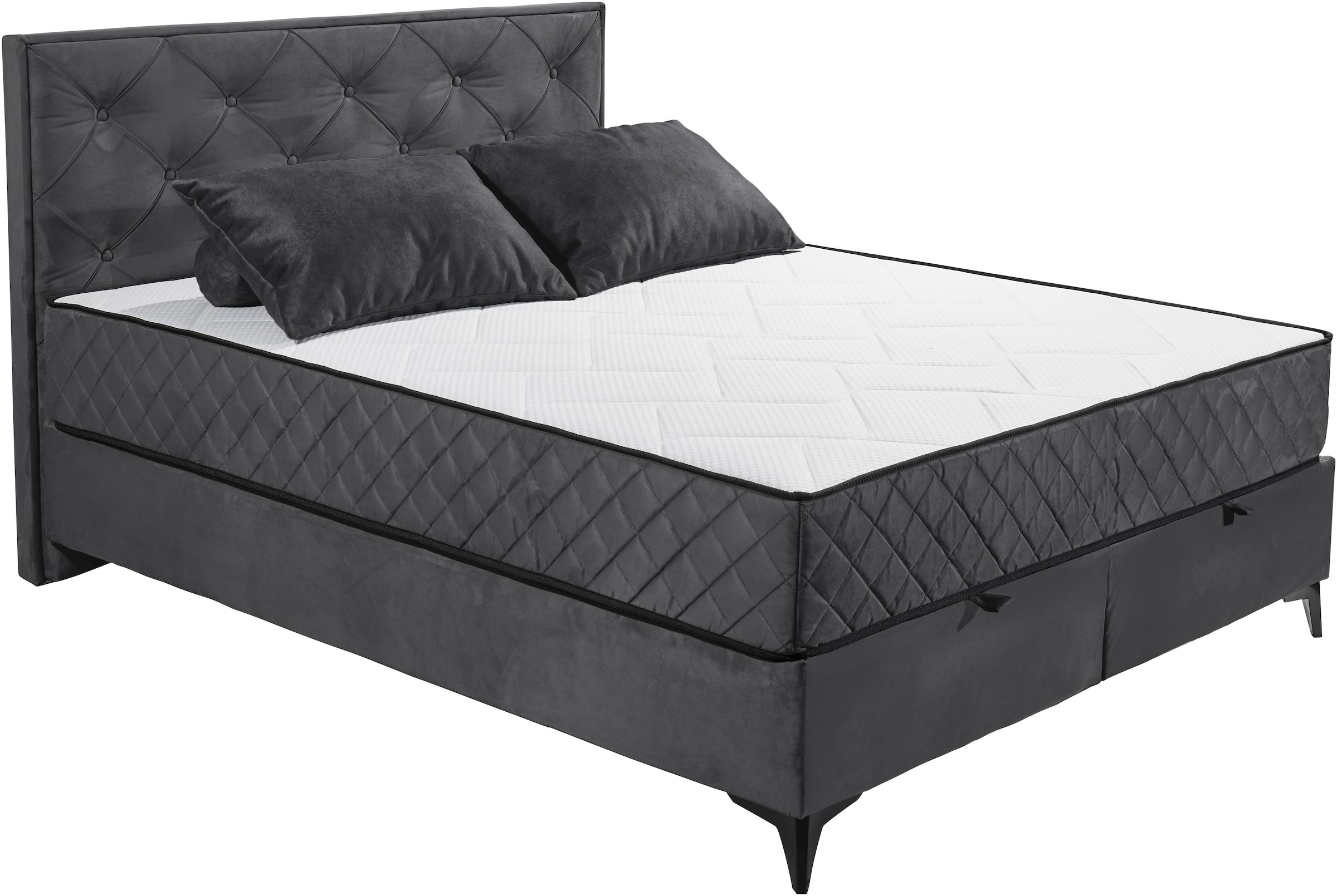 ED EXCITING DESIGN Boxbett »Monroe inkl. Bettkasten, erhältlich in den Breiten 160cm & 180cm«, Duo-Matratze - feste Seite mit Kokosmatte