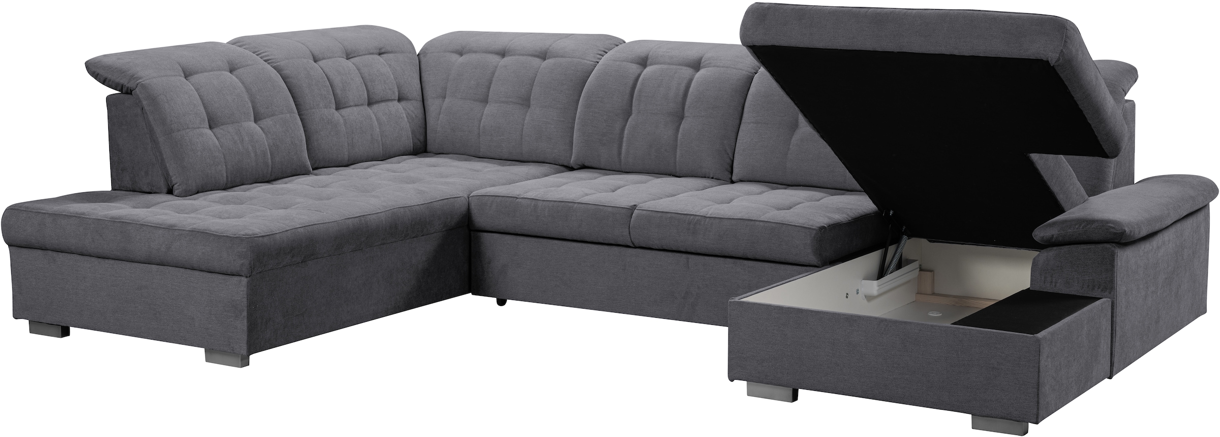 WERK2 Wohnlandschaft »Kordula-New U-Form«, Sofa in U-Form mit Schlaffunktion & Bettkasten, Schlafcouch