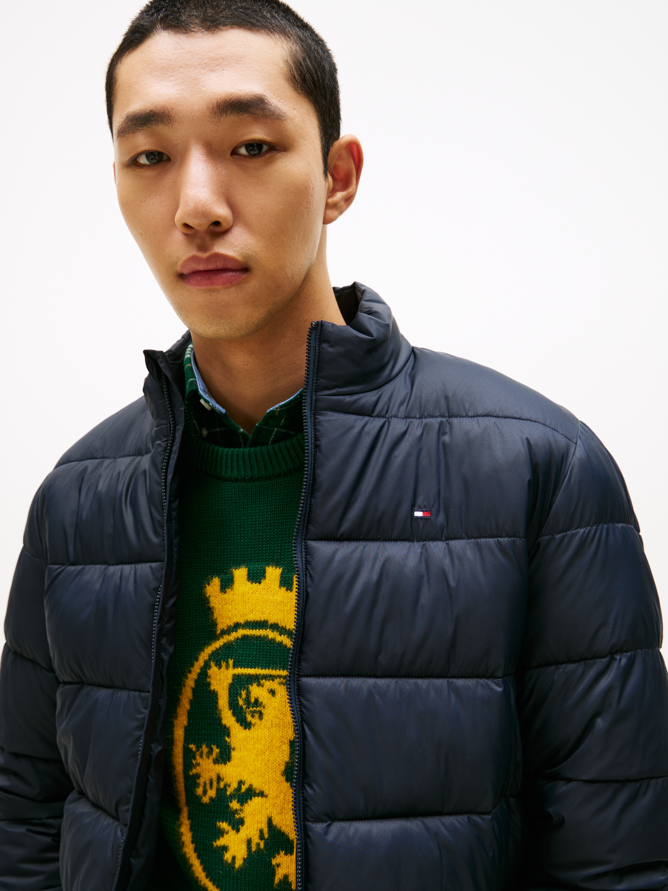 Tommy Hilfiger Steppjacke »MID WEIGHT STAND COLLAR«, ohne Kapuze, Daunenjacke, Übergangsjacke