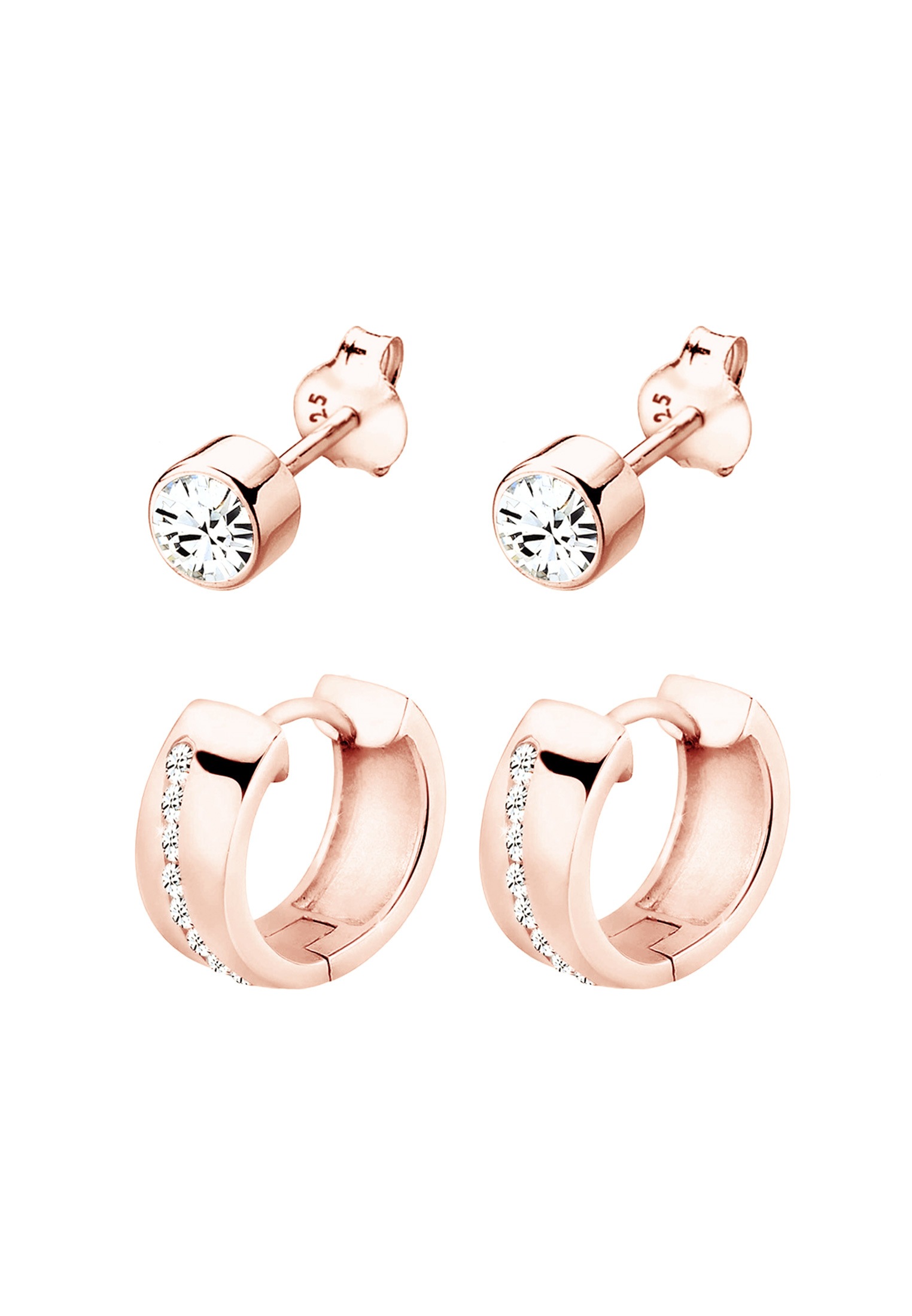 Elli Ohrstecker-Set »Ohrringe Ohrstecker Creolen Weiß 925 Sterling Silber, mit Kristallen von Swarovski®«
