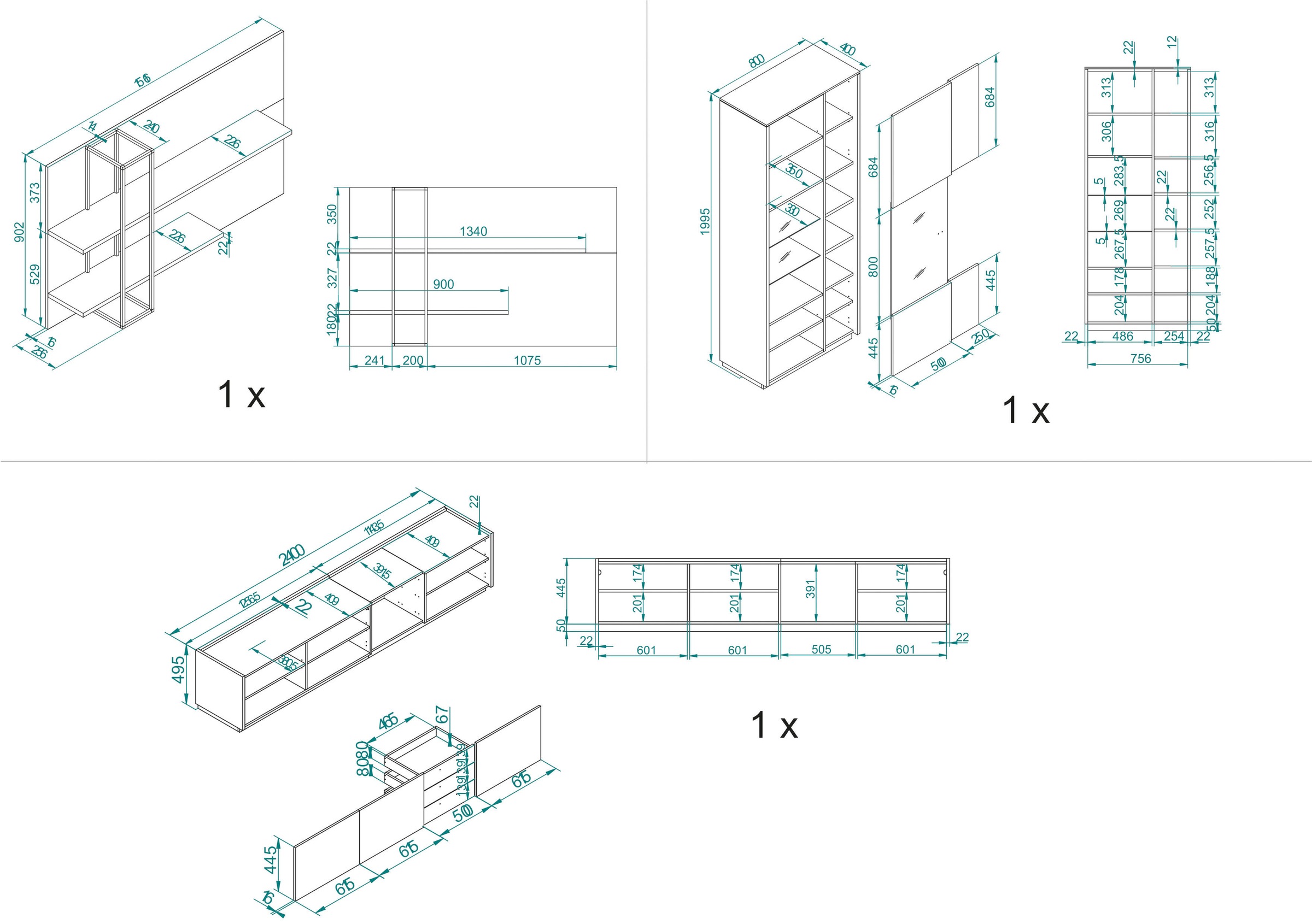 INOSIGN Schrank-Set »LARGO«, (Set, 3 St.), mit Soft-Close-Funktion