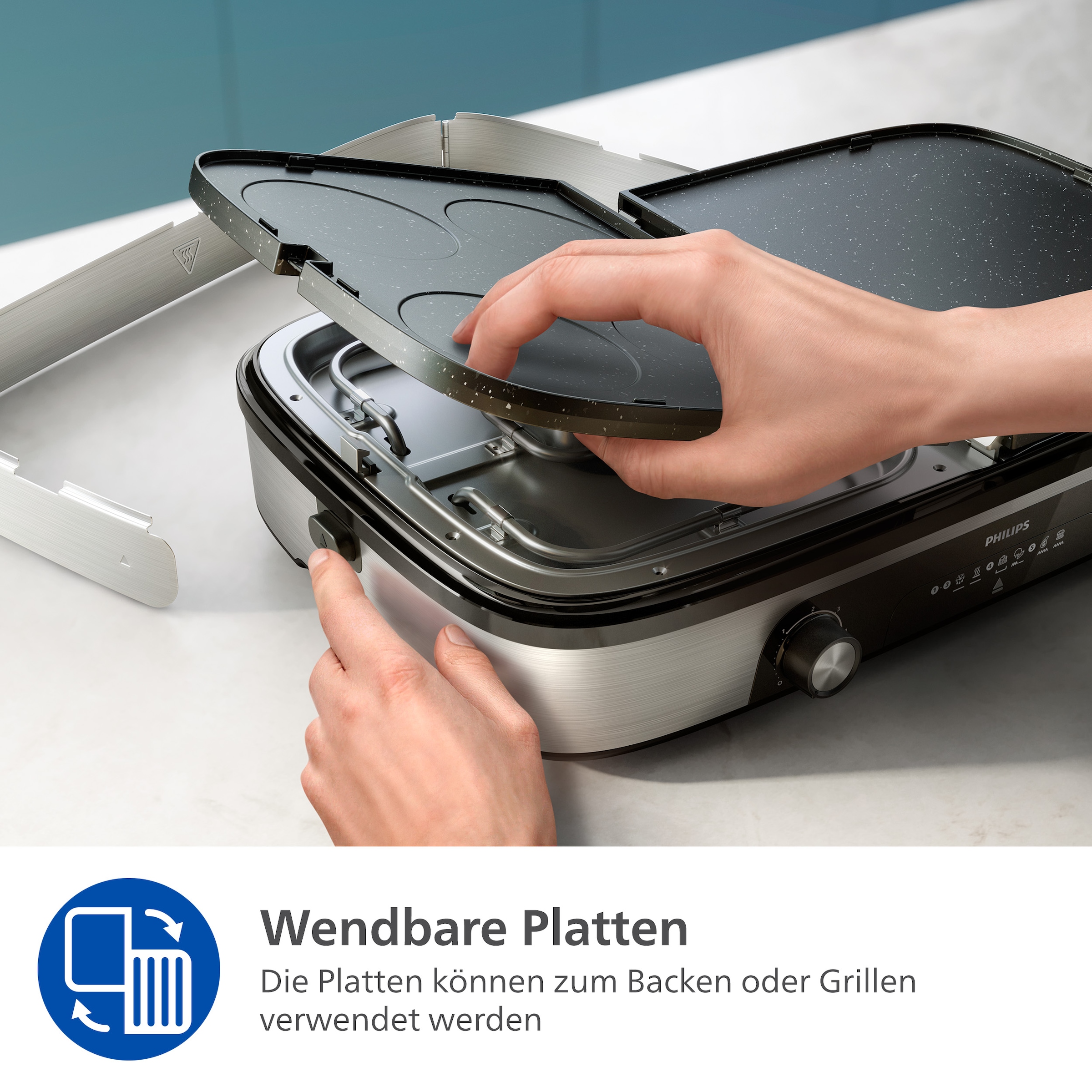 Philips Tischgrill »HD6222/90 5000 Series, 2 Heizzonen, wendbare Platten«, 2400 W, mit einstellbarer Temperatur u. Grillfläche von 1400 cm²