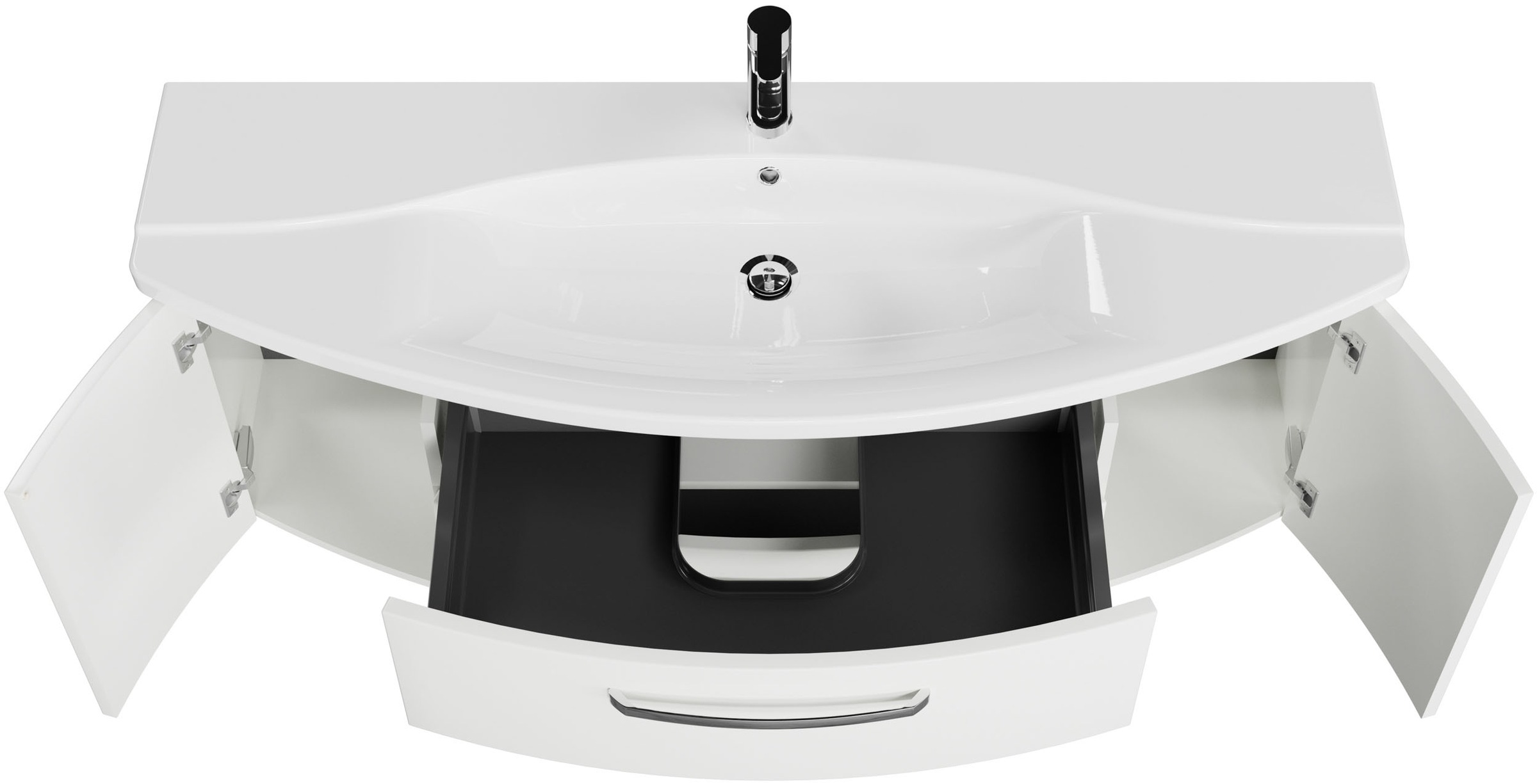Saphir Waschtisch »Serie 4010 Keramik-Waschtisch mit Unterschrank, 144 cm breit«, Waschplatz mit 2 Türen, 2 Schubladen, Badmöbel-Set mit Waschtisch