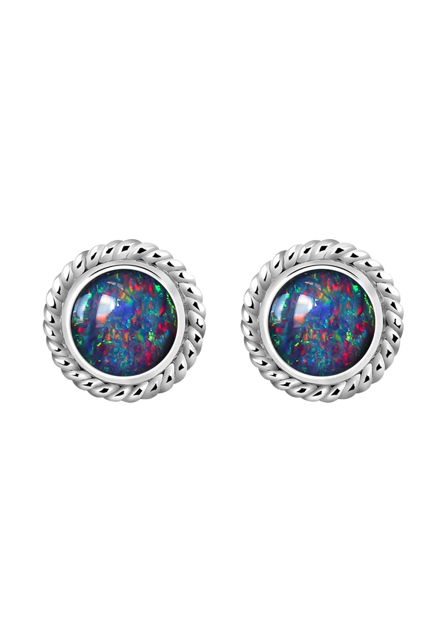 Nenalina Paar Ohrstecker »Ohrringe Opal Geburtsstein Oktober Trend Stilvoll 925 Silber«