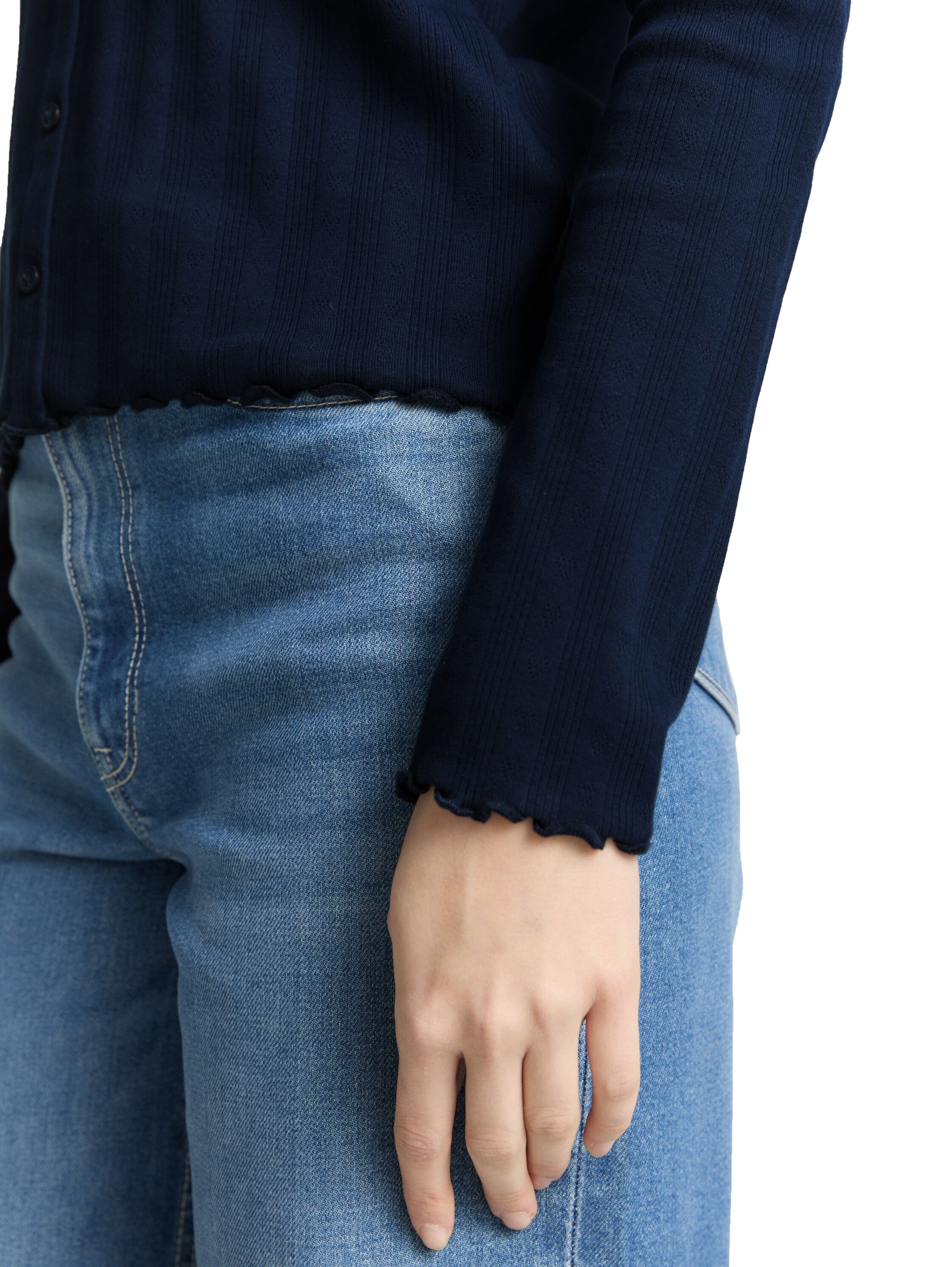 TOM TAILOR Denim Langarmshirt mit gewelltem Abschluss