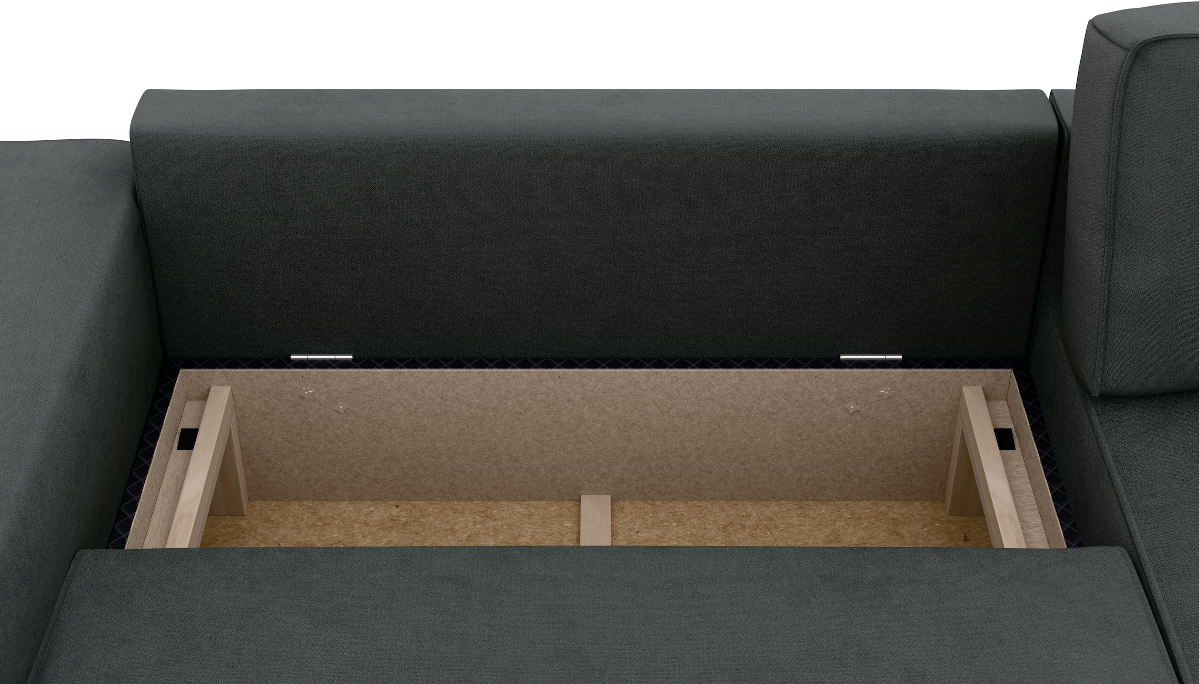 INOSIGN Ecksofa »Chance, Recamiere beidseitig montierbar, Schlaffunktion, Breite 265 cm« in Struktur fein LINO, mit Schlaffunktion und Bettkasten