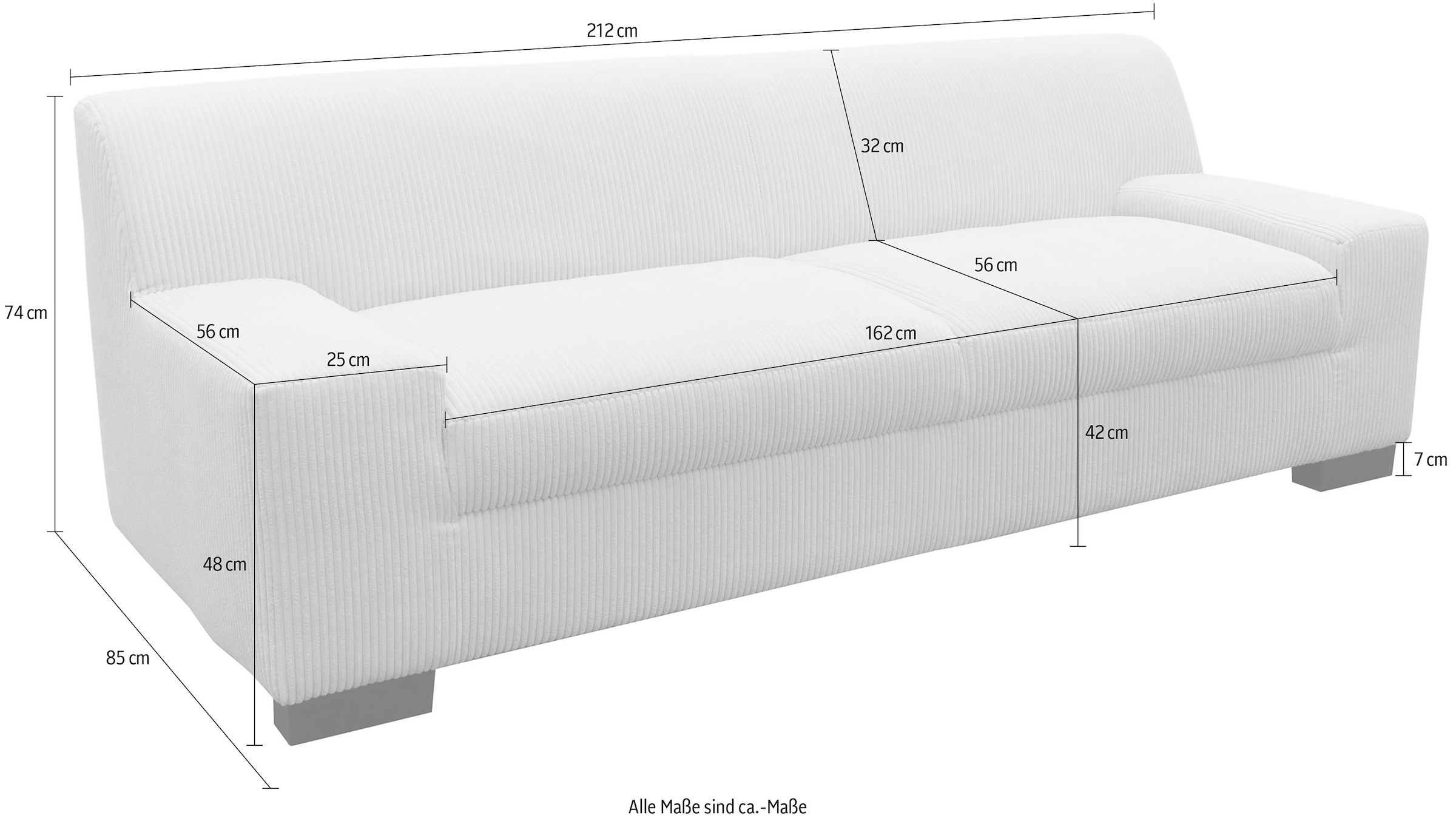 OTTO home 3-Sitzer »Faxe 212 x 85 cm, auch mit Schlaffunktion« aus pflegeleichtem, weichem Bezugsstoff