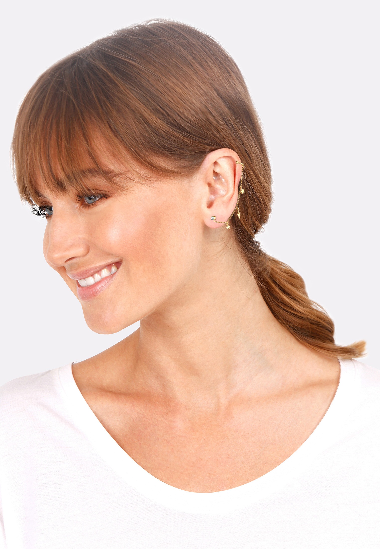 Elli Paar Ohrstecker »Ohrringe Stecker Kristalle Earcuff Stern Blitz 925 Silber«