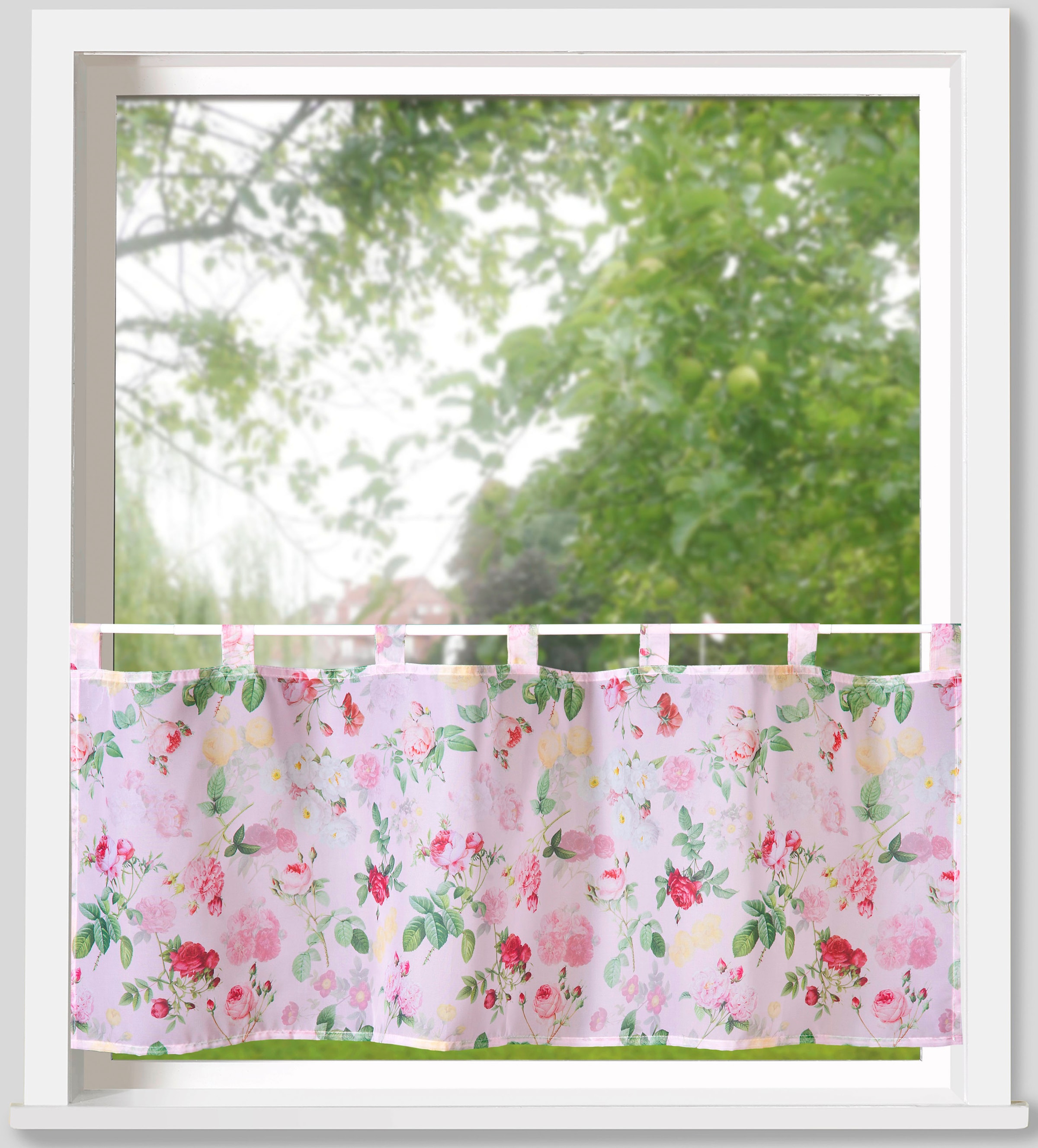 Weckbrodt Scheibengardine »Rosalie«, (1 St.), Bistro, Voile, bedruckt, floral, HxB 45x120cm, Gardine, Store