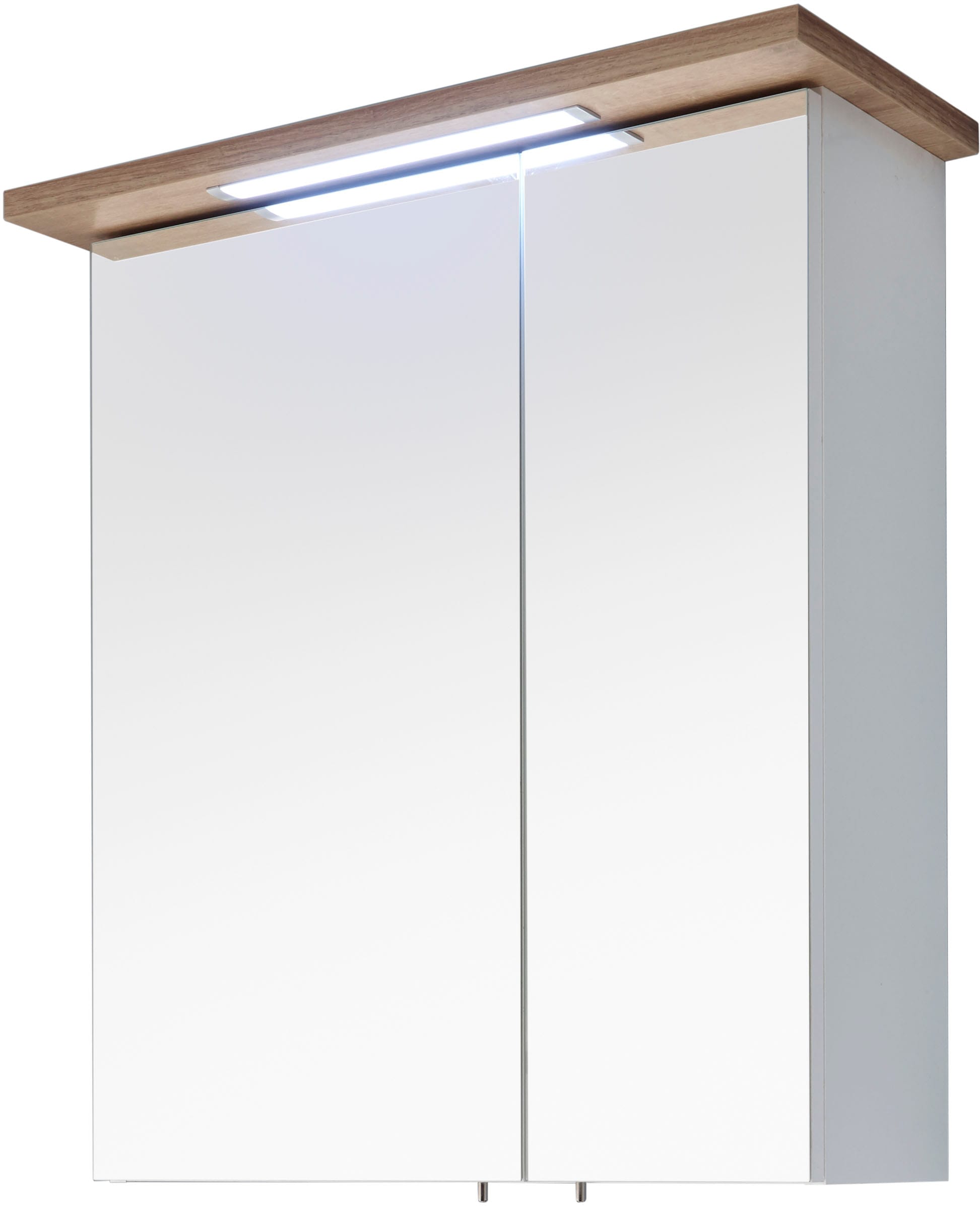 Saphir Badmöbel-Set »Quickset 2-teilig, Waschbeckenunterschrank mit LED-Spiegelschrank«, (2 St.), Waschplatz inkl Türdämpfer, 3 Türen, 2 Einlegeböden, setiliche Ablagen