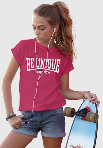 T-Shirt »Be unique - right now«, in legerer Form
